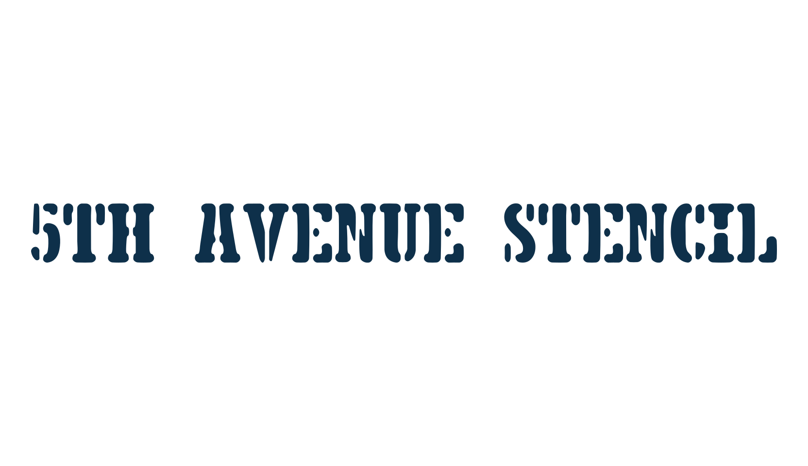 5th Avenue Stencil, fancy stencil, army decorative font preview