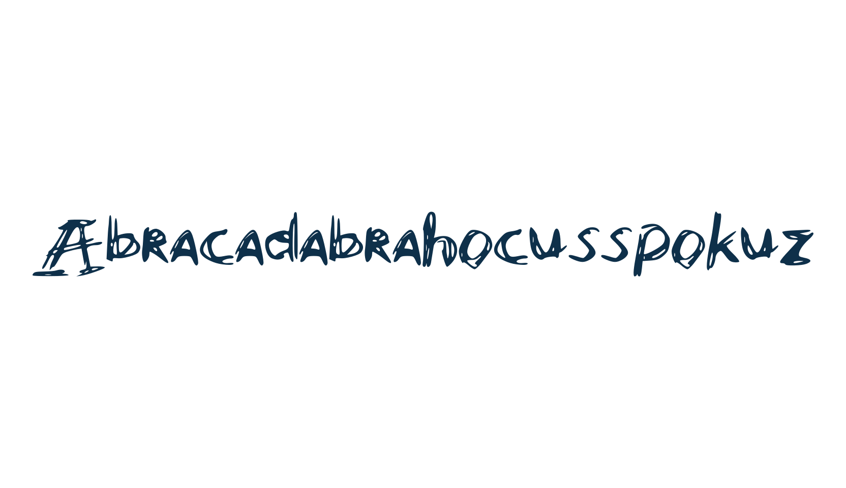 Abracadabrahocusspokuz, script trash fancy decorative calligraphy font preview