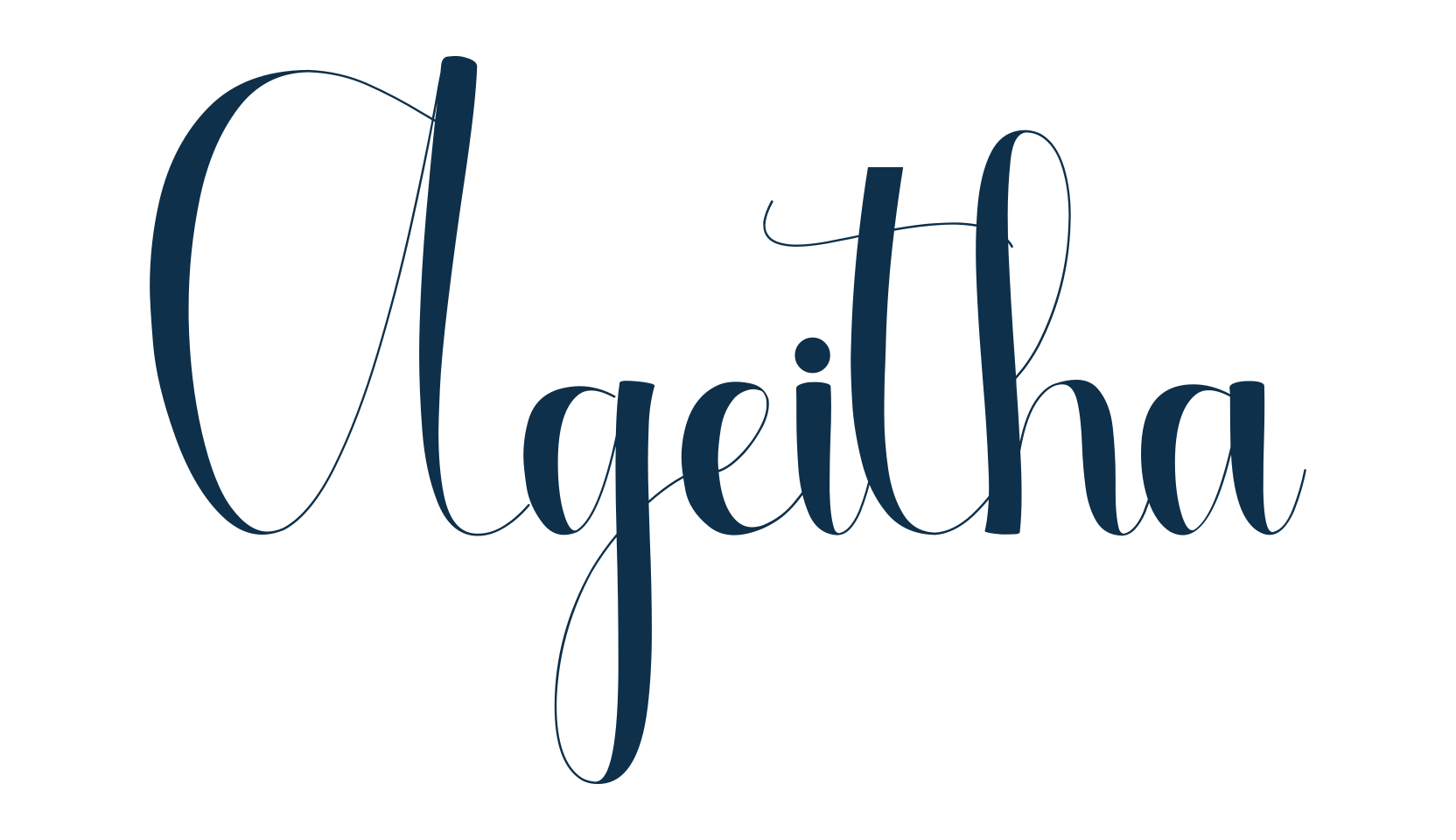 Ageitha, script calligraphy fancy decorative font preview