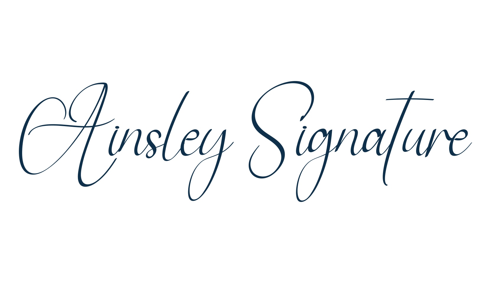 Ainsley Signature, script handwritten fancy decorative calligraphy font preview