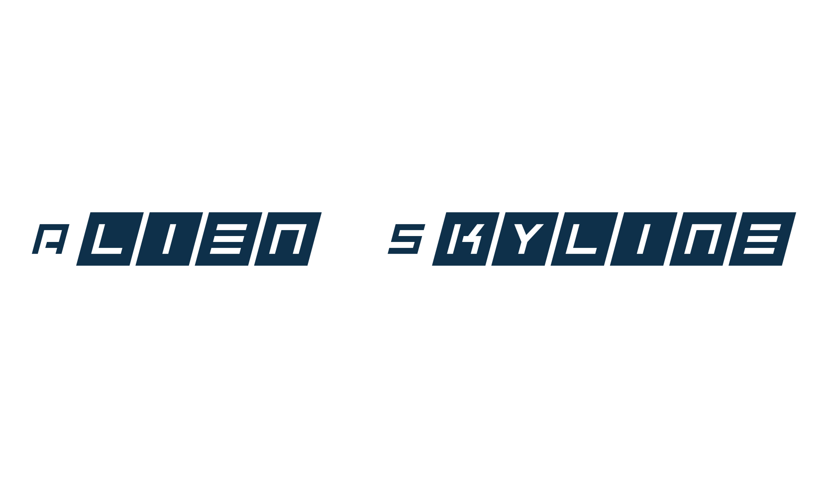 Alien Skyline, techno square sci-fi font preview