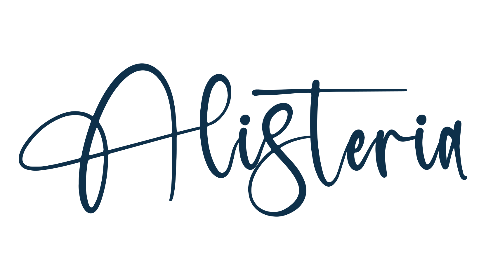 Alisteria, script handwritten fancy decorative calligraphy font preview