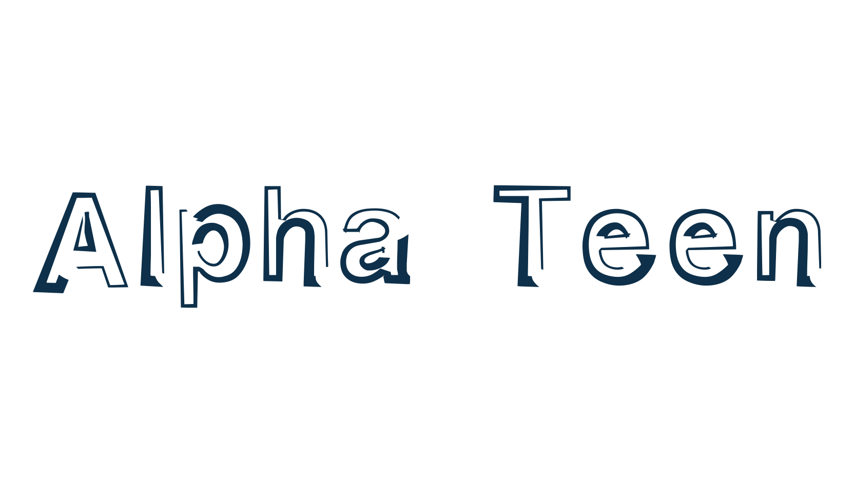 Alpha Teen, fancy distorted decorative font preview