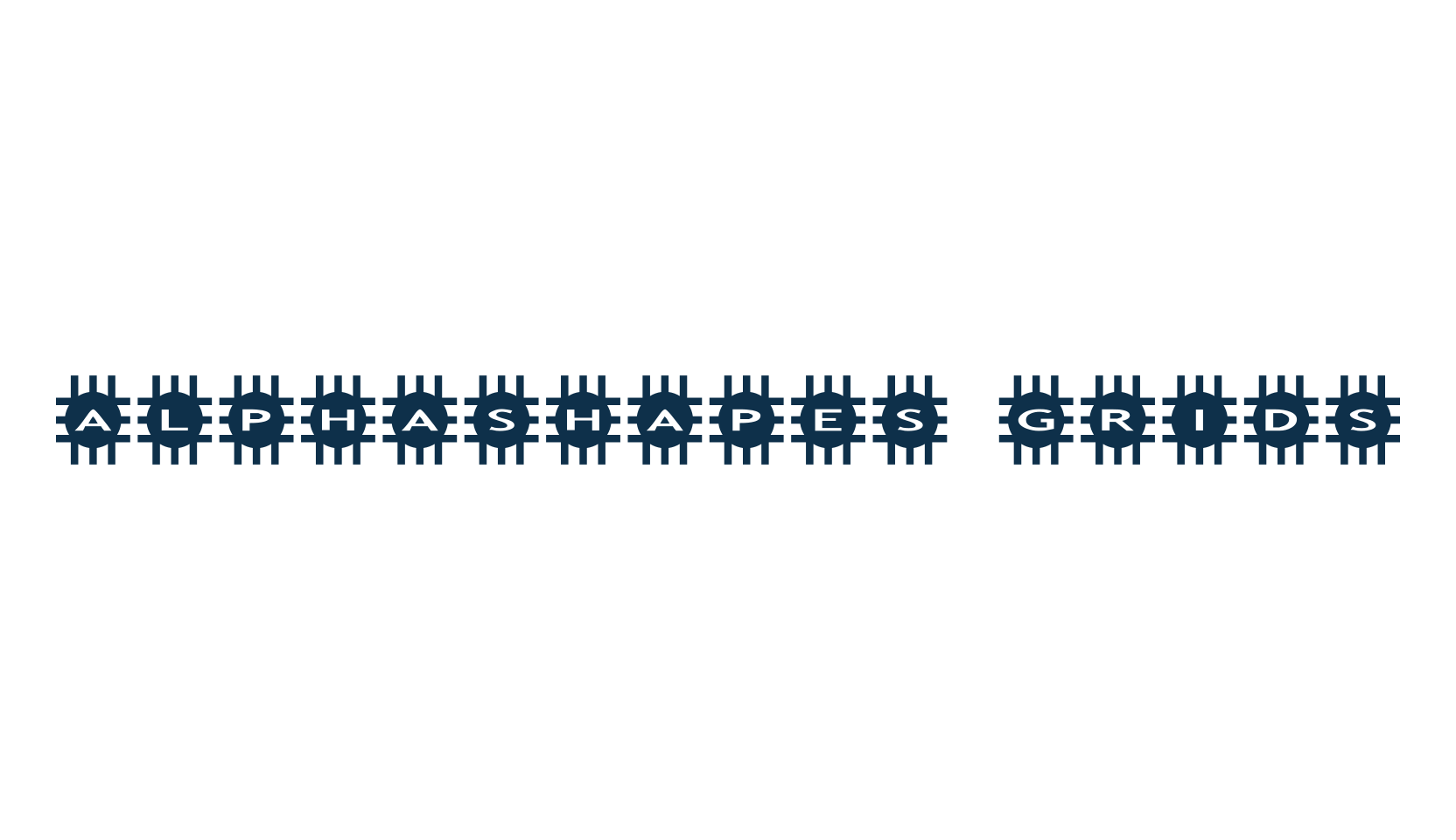 AlphaShapes grids, fancy decorative font preview