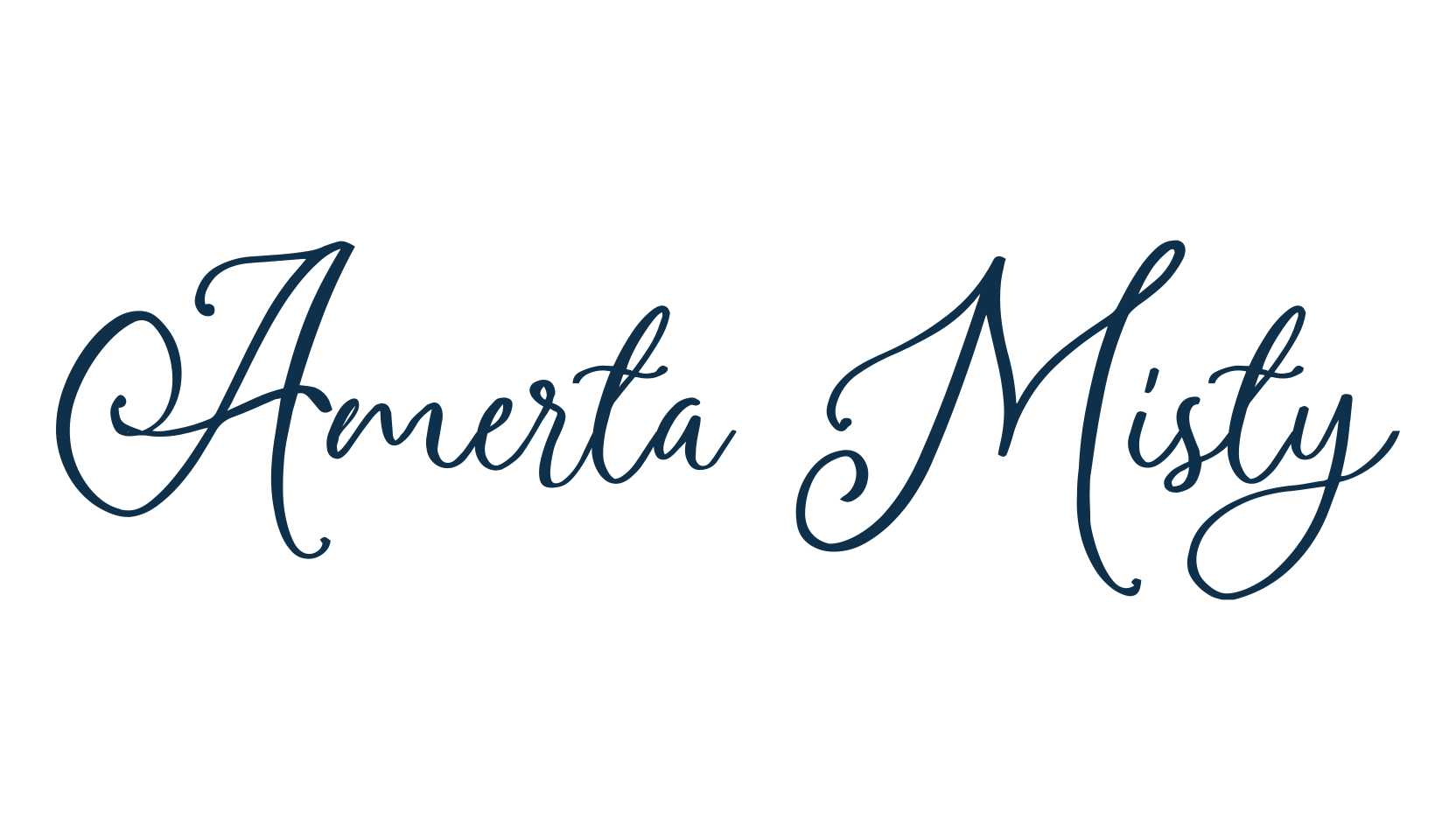 Amerta Misty, script calligraphy fancy decorative font preview