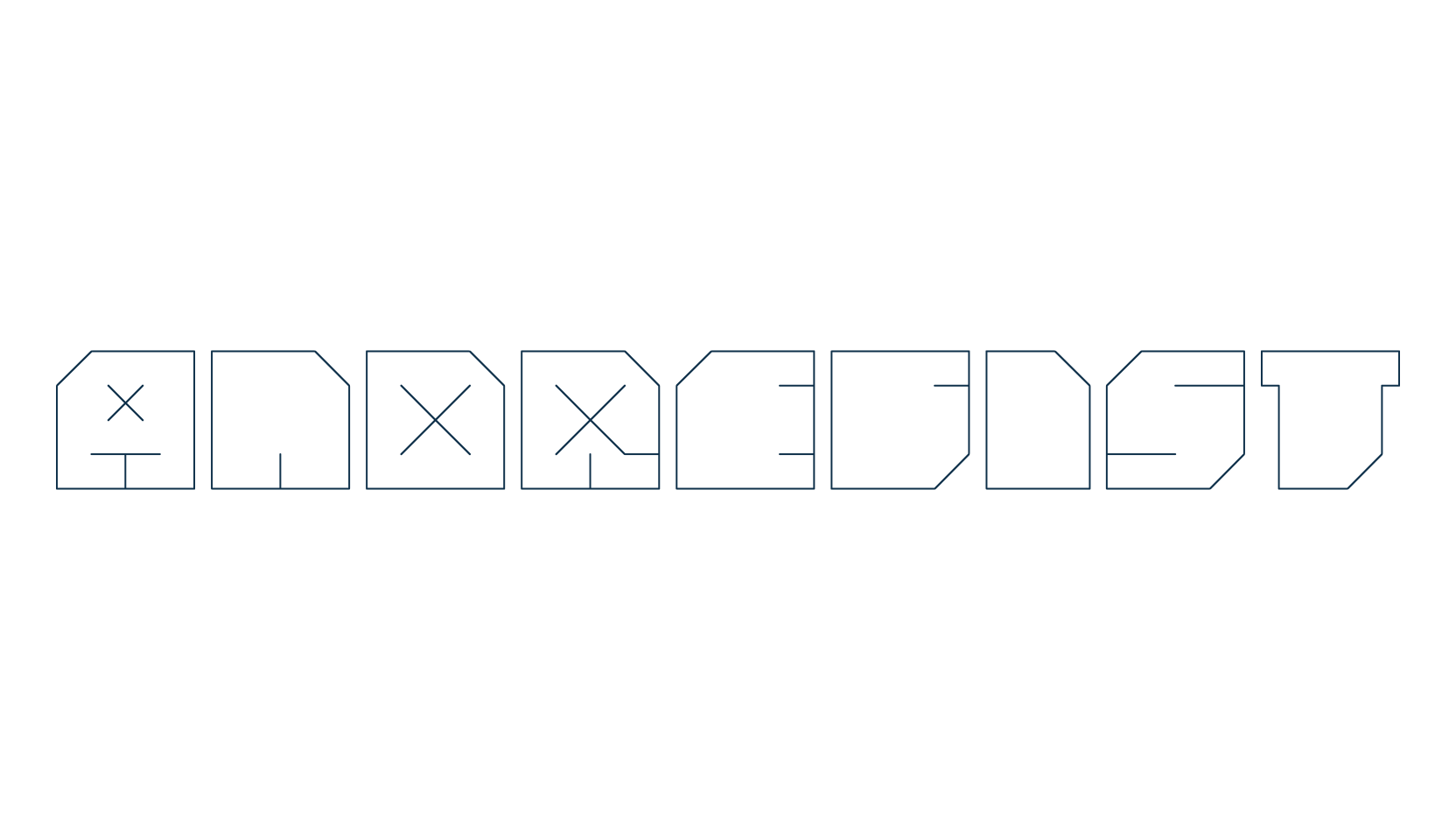 Andrefist, techno square sci-fi font preview