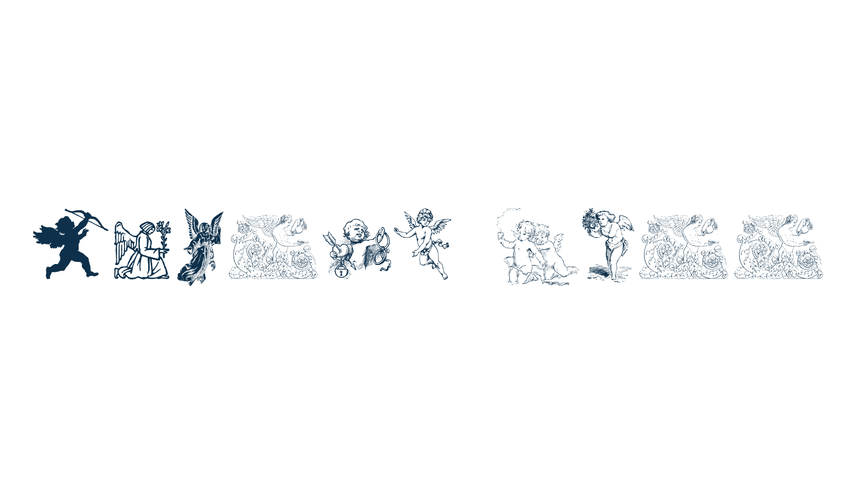 Angels Free, fancy decorative font preview