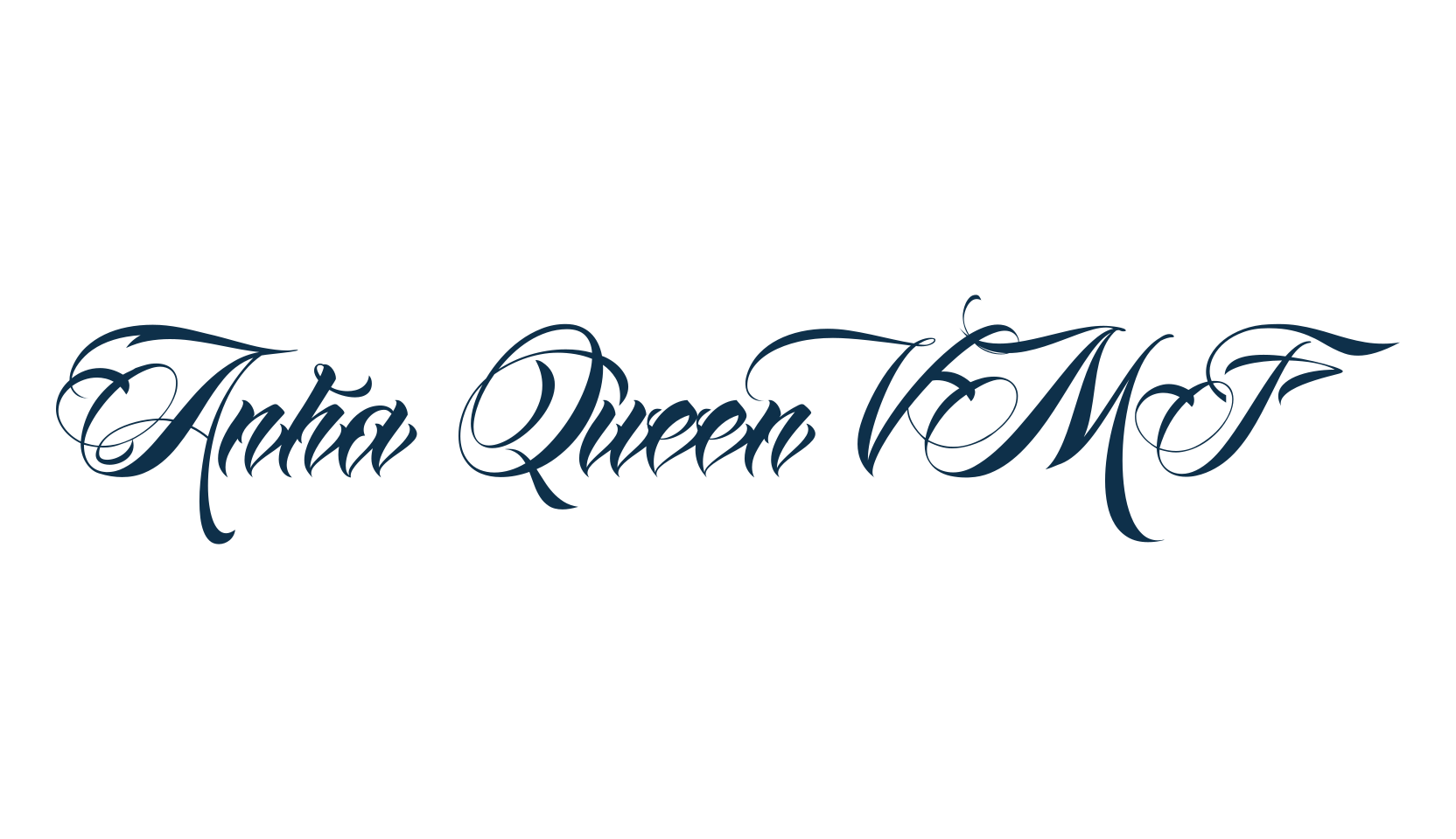 Anha Queen VMF, calligraphy font preview