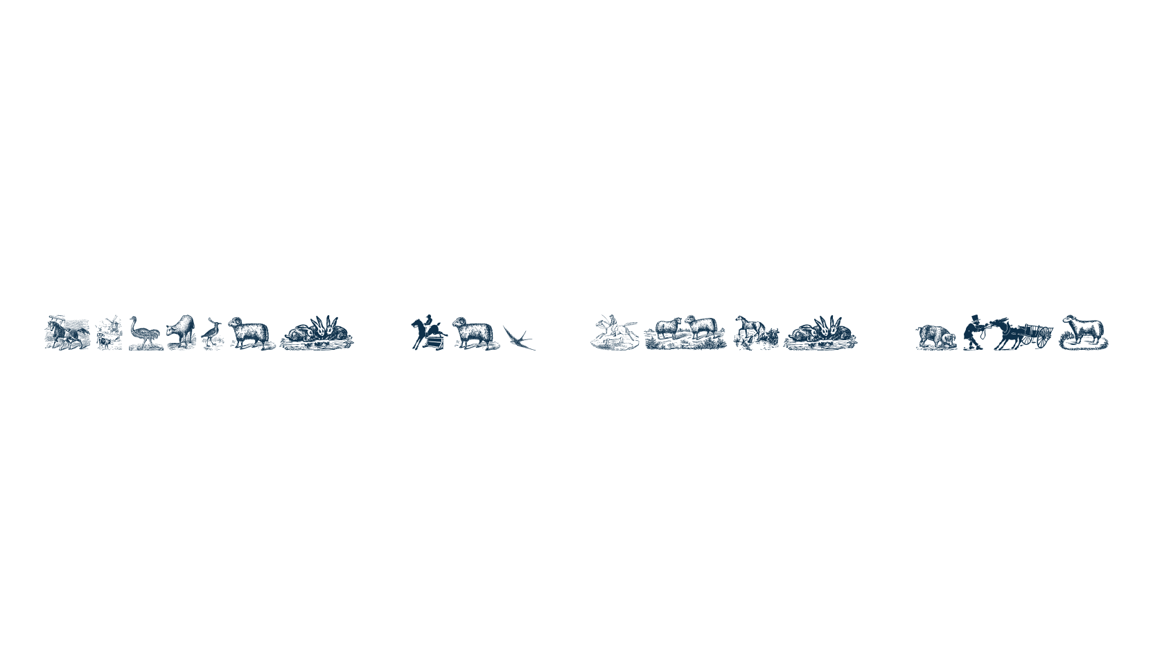 Animals Old Cuts Two, fancy decorative font preview
