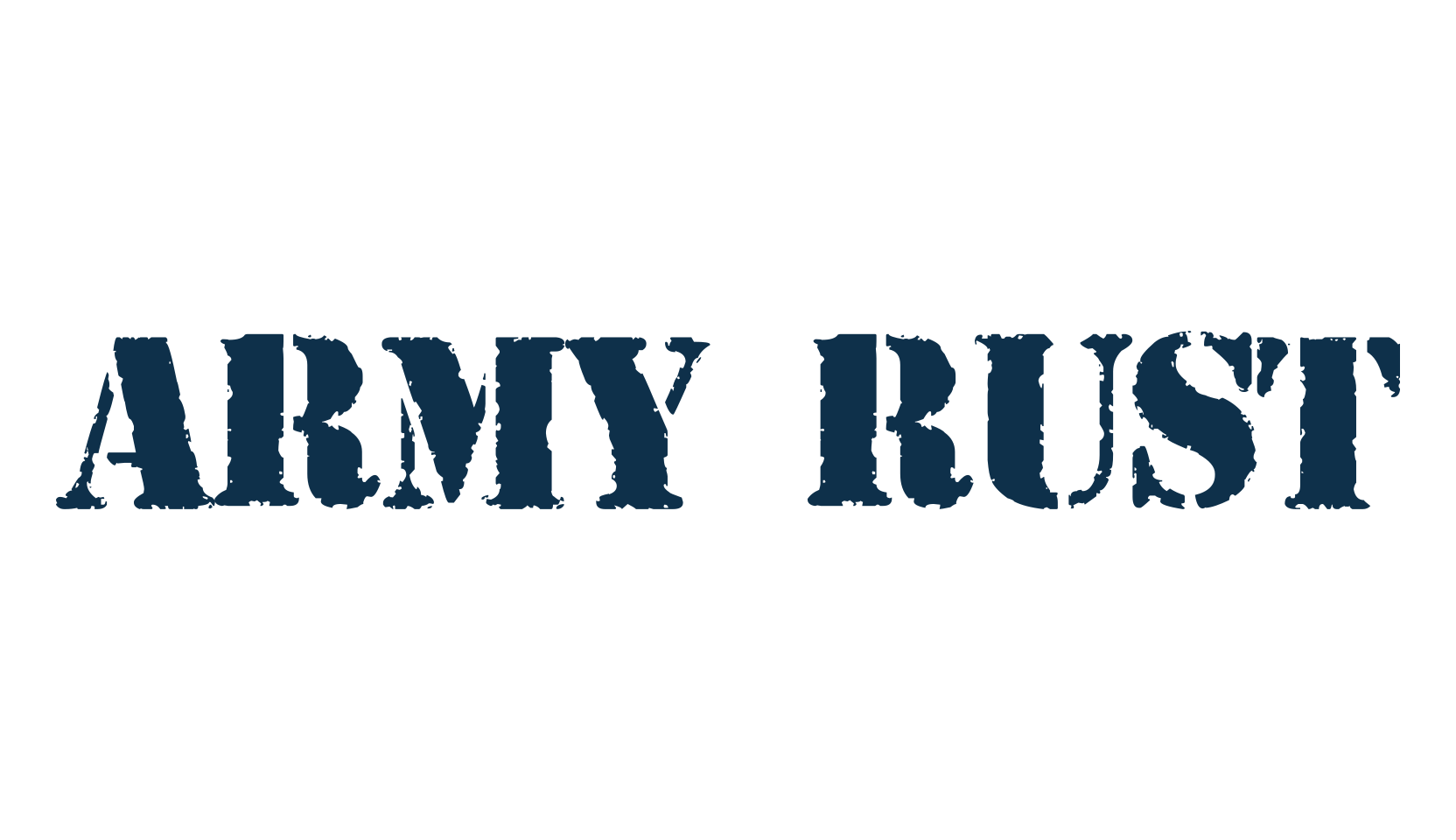 Army Rust, fancy stencil, army decorative font preview