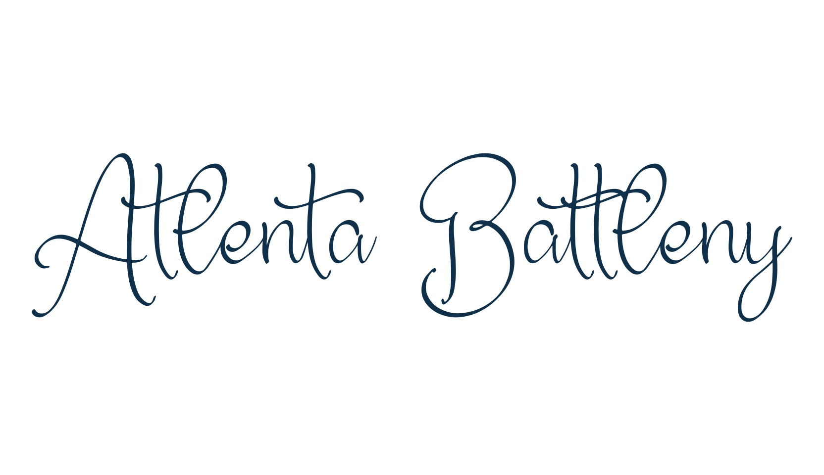 Atlenta Battleny, script handwritten fancy decorative calligraphy font preview