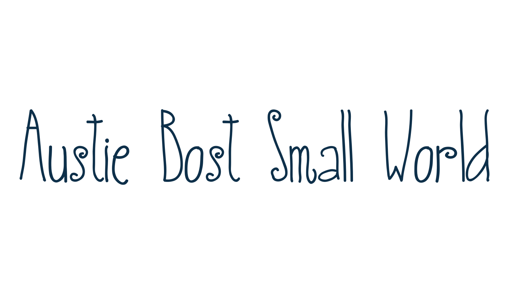 Austie Bost Small World, various font preview