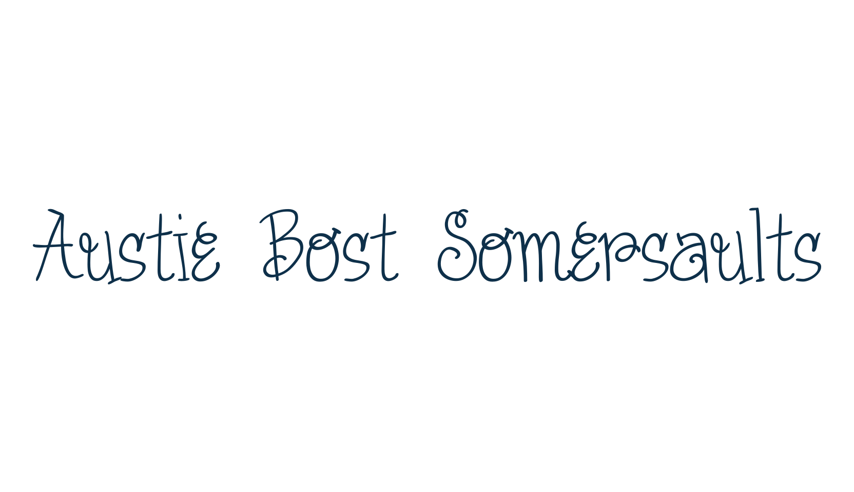 Austie Bost Somersaults, fancy curly decorative font preview
