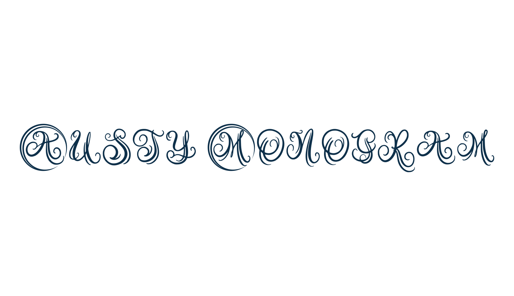 Austy Monogram, initials font preview