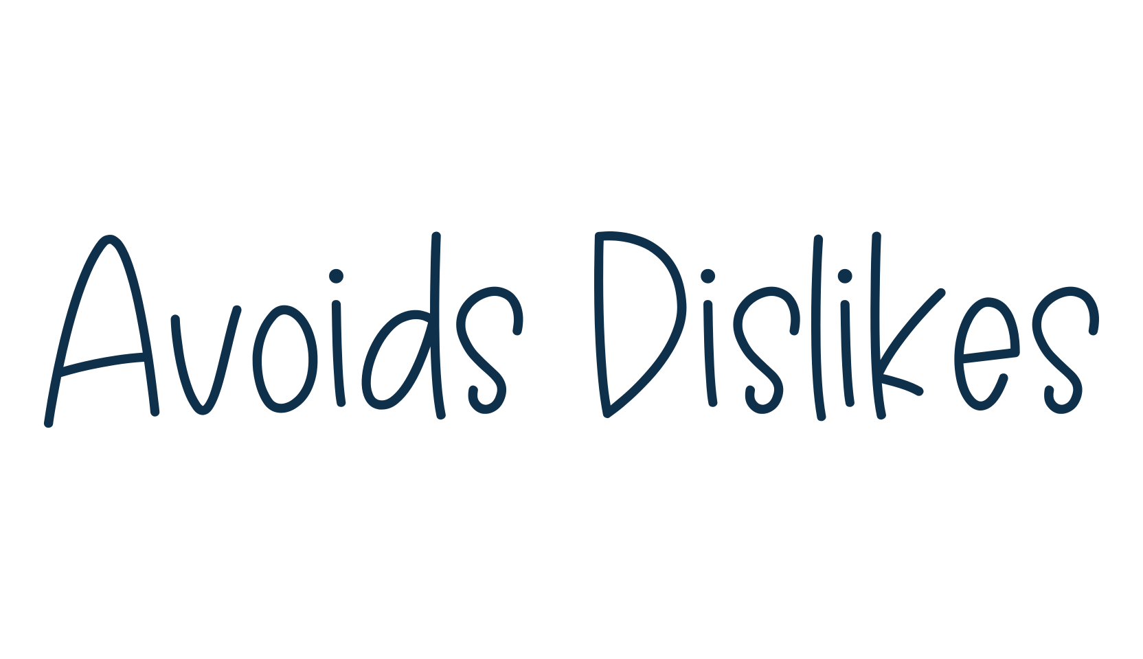 Avoids Dislikes, handwriting font preview