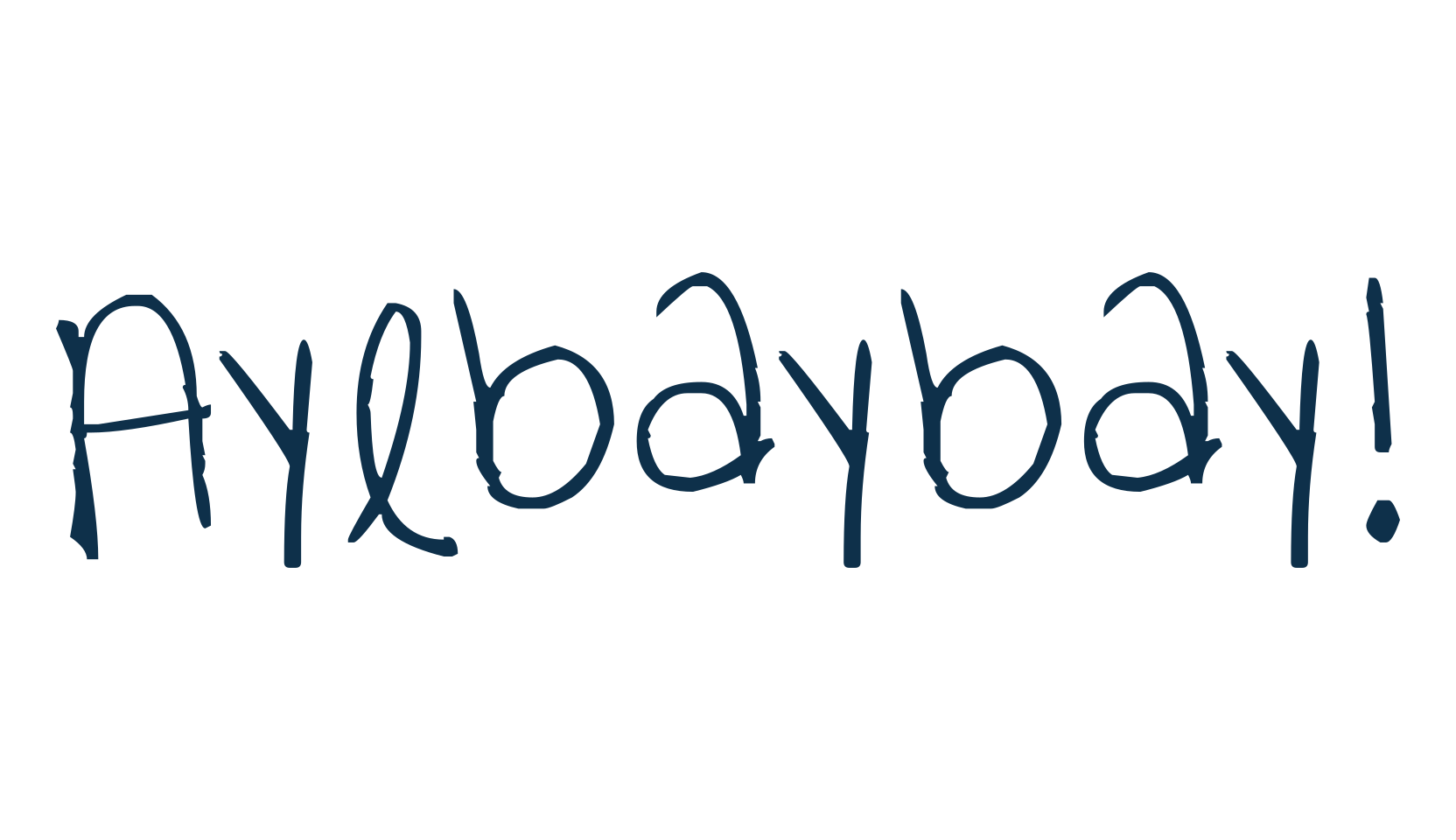 Ayebaybay!, script handwritten fancy decorative calligraphy font preview