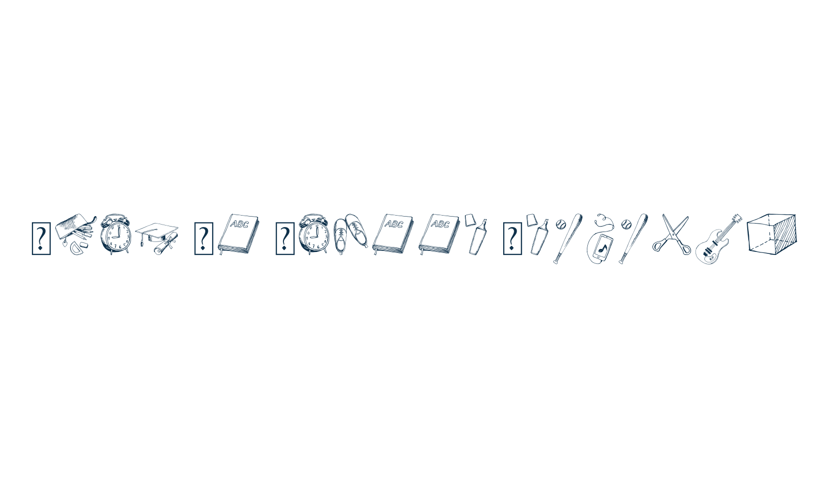 Back To School Elements, fancy decorative font preview