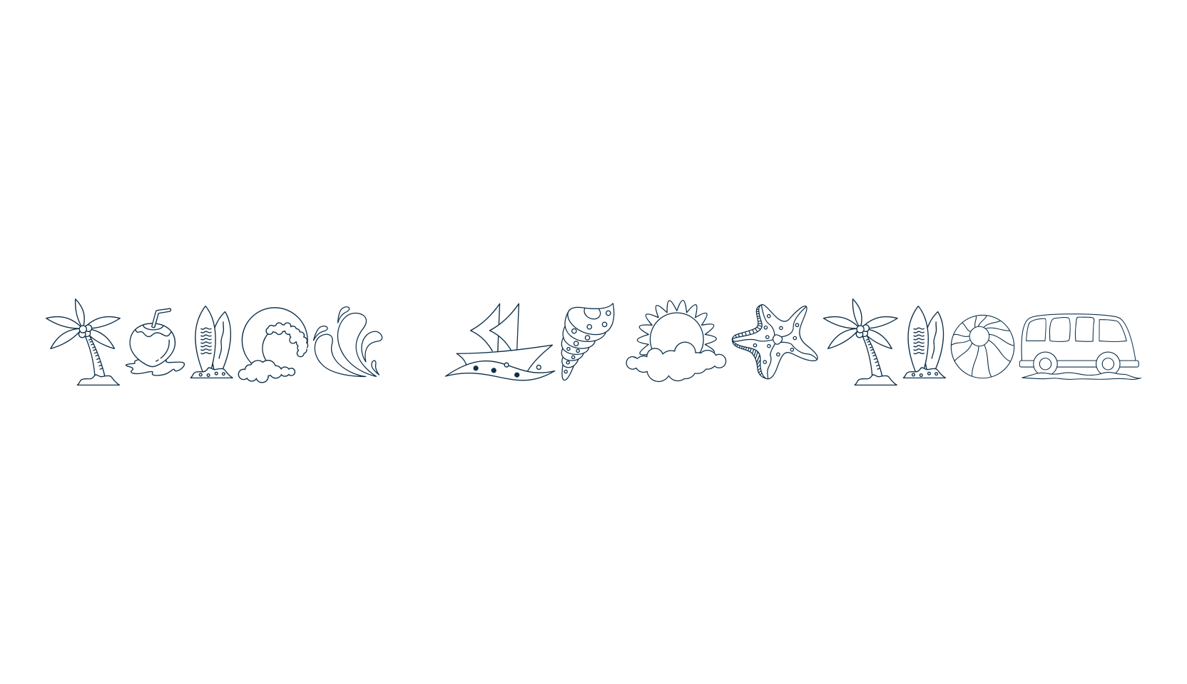 Beach Dingbats, fancy decorative font preview