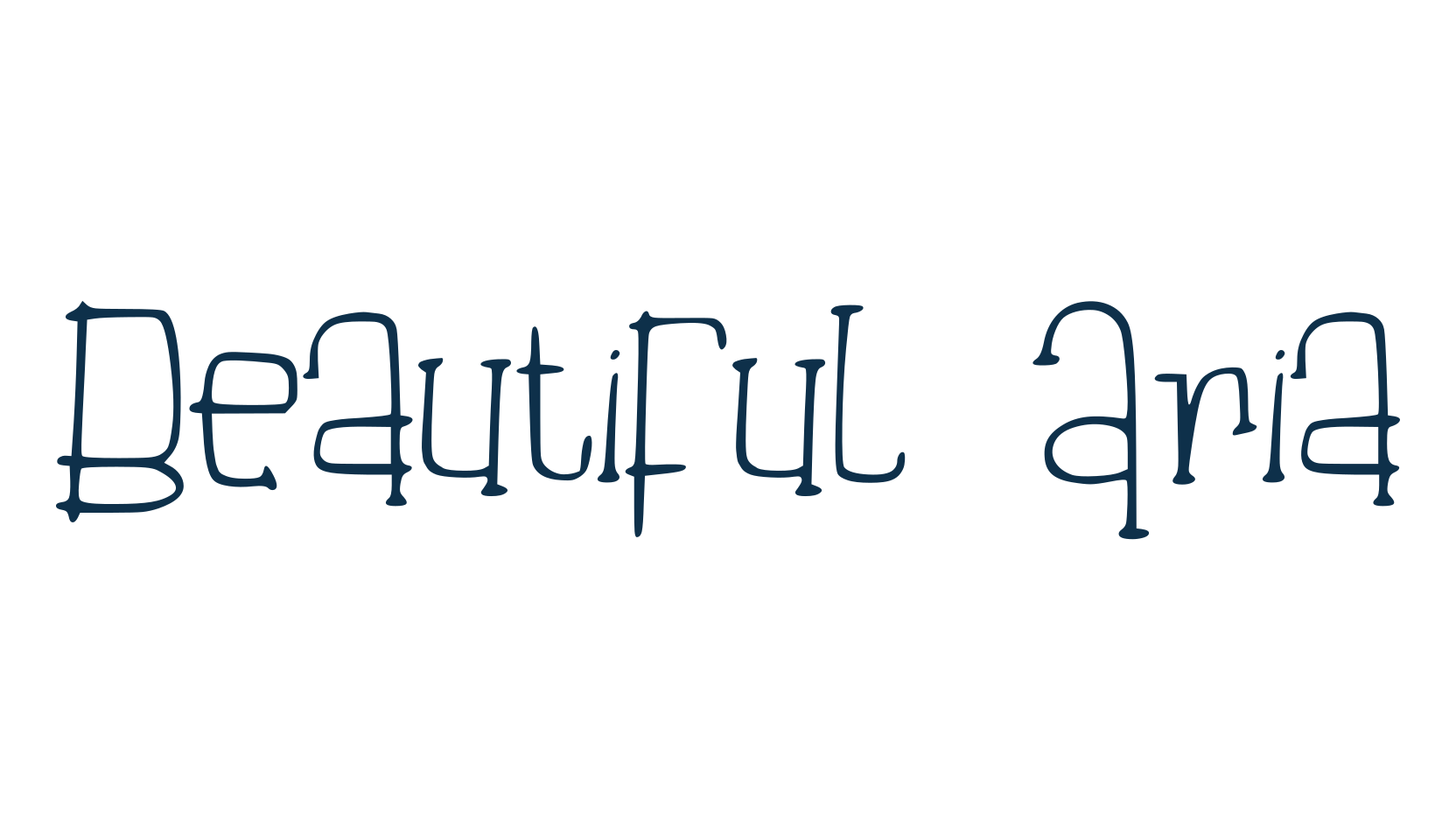 Beautiful Aria, cartoon font preview