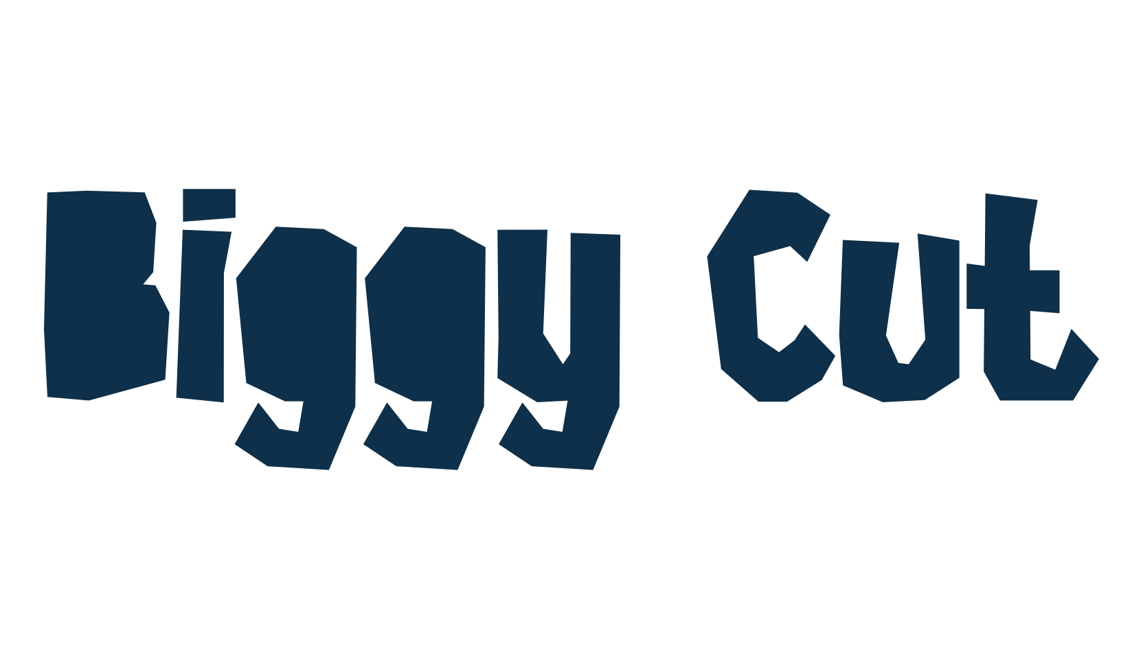 Biggy Cut, cartoon font preview