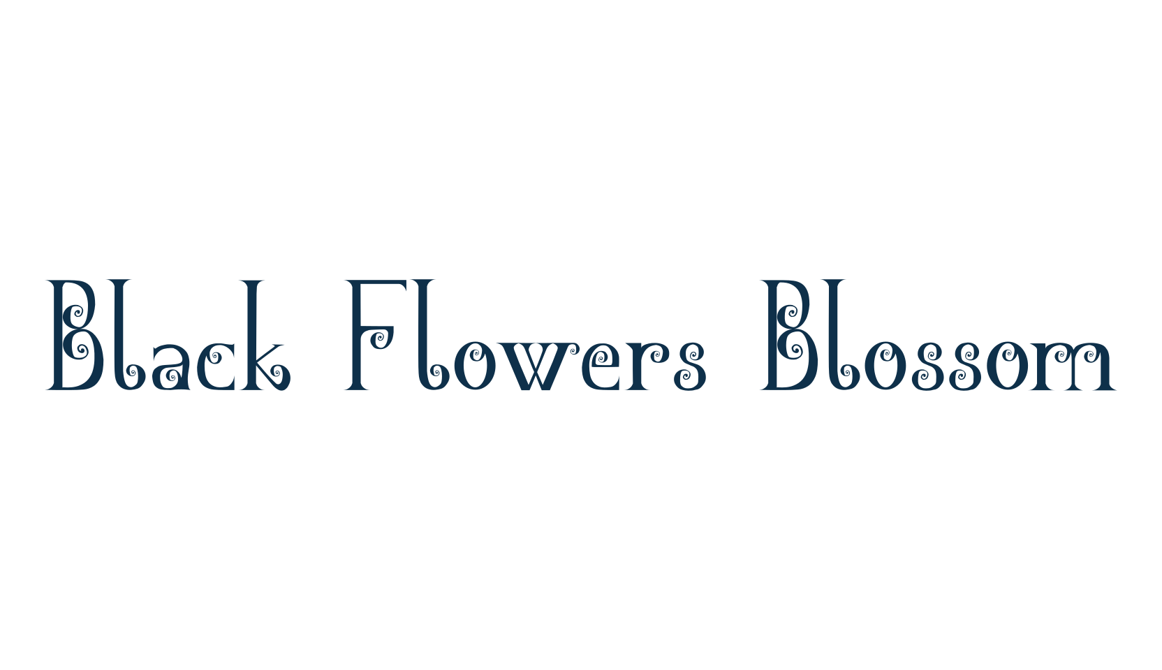 Black Flowers Blossom, fancy curly decorative font preview
