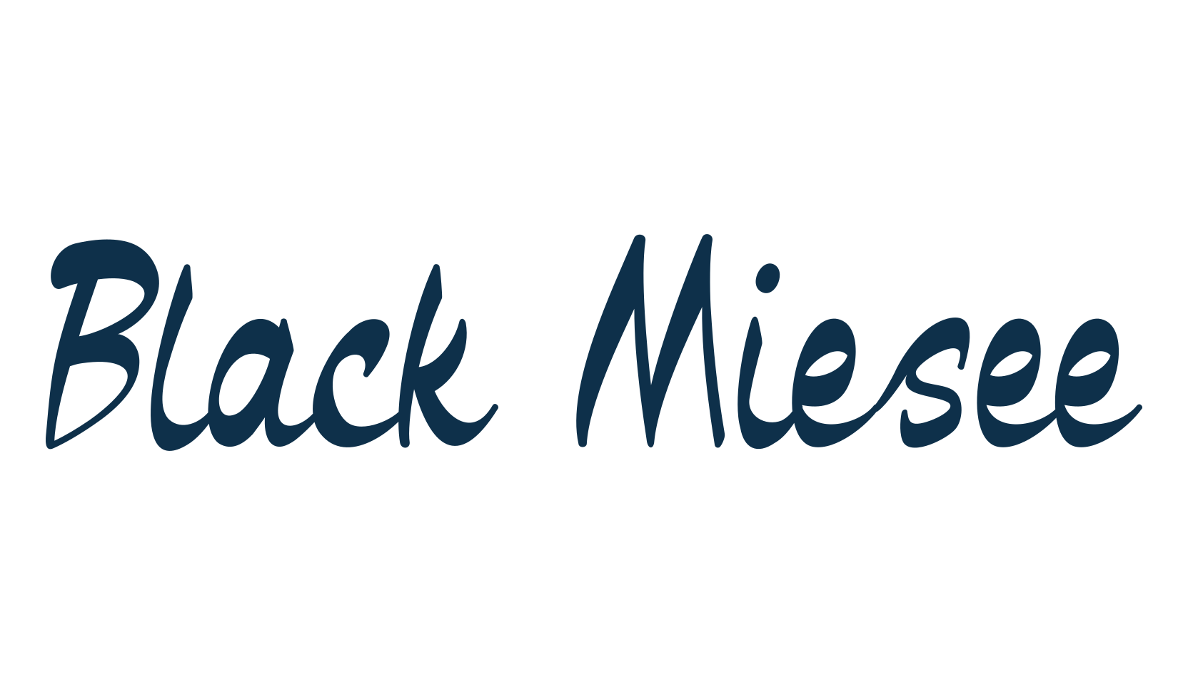 Black Miesee, script handwritten fancy decorative calligraphy font preview