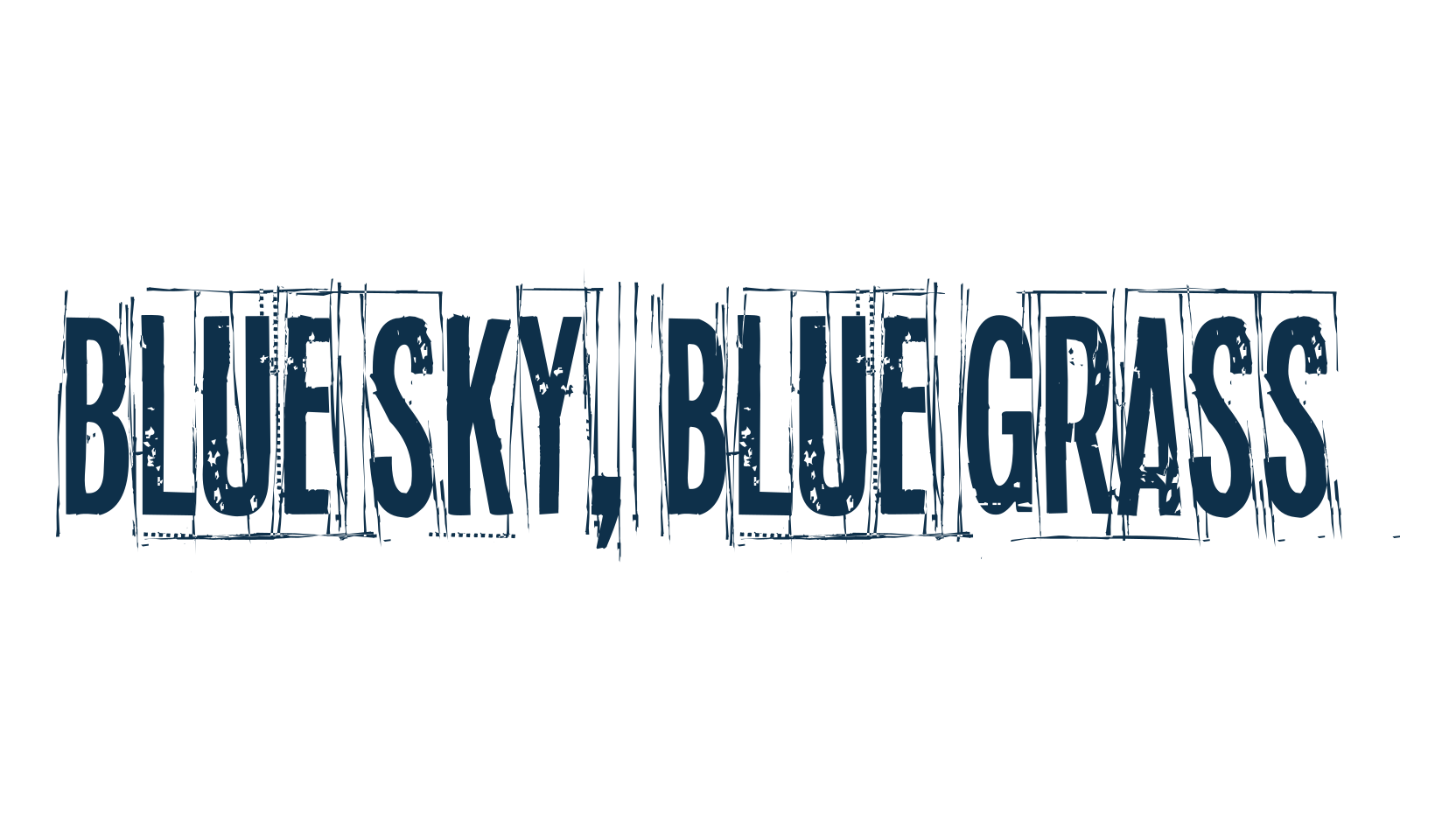 Blue sky, blue grass, fancy distorted decorative font preview