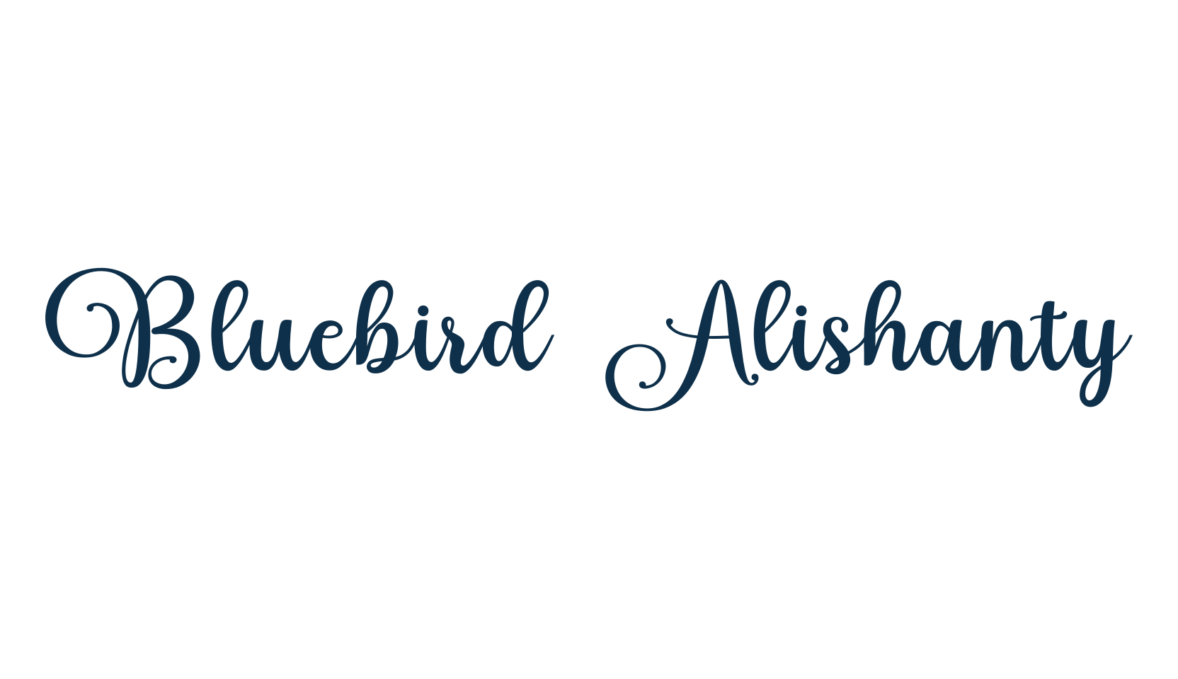 Bluebird Alishanty, calligraphy font preview