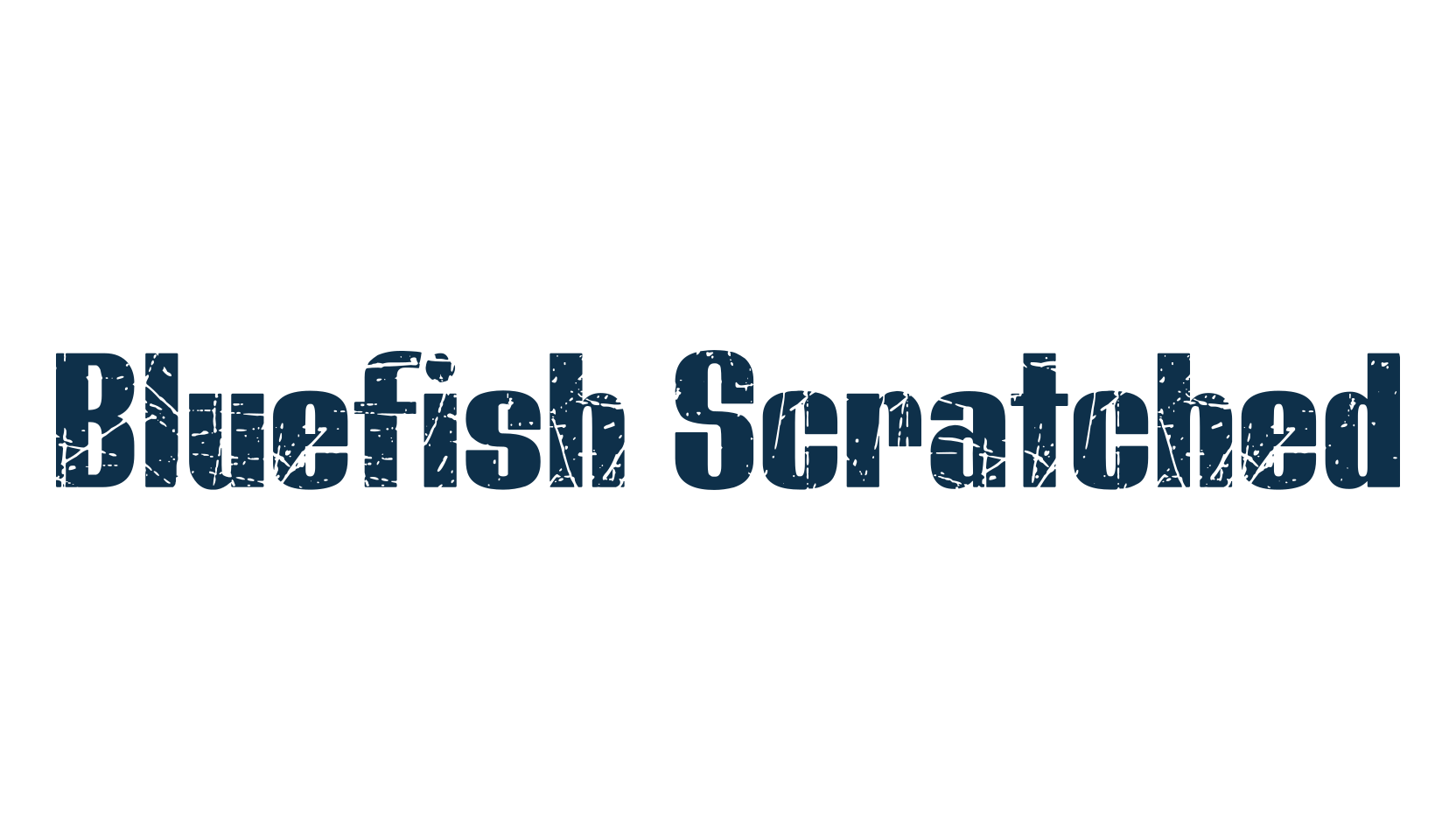 Bluefish Scratched, fancy eroded decorative font preview
