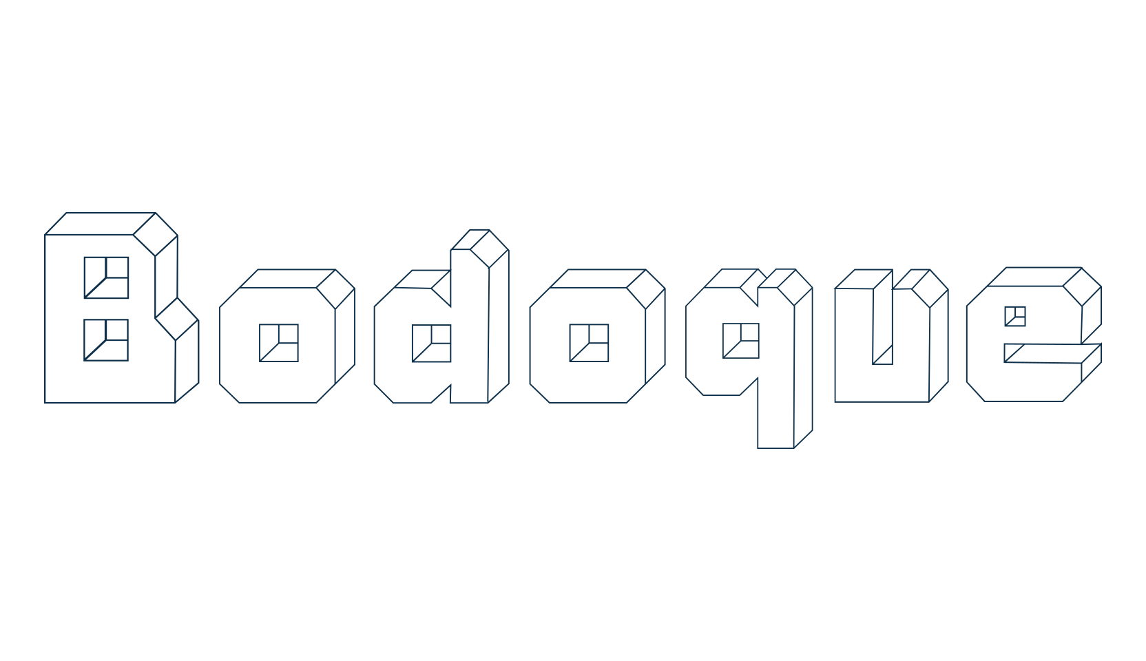Bodoque, techno square sci-fi font preview