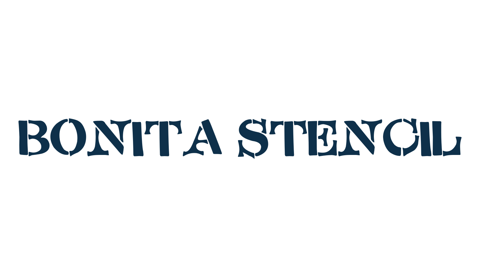 Bonita Stencil, fancy stencil, army decorative font preview