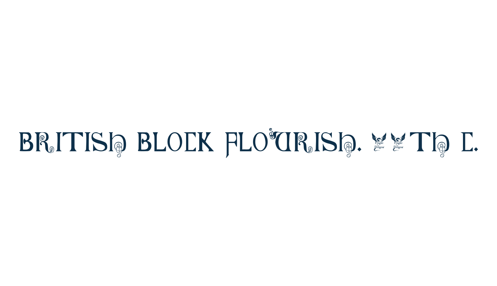 British Block Flourish, 10th c., various font preview