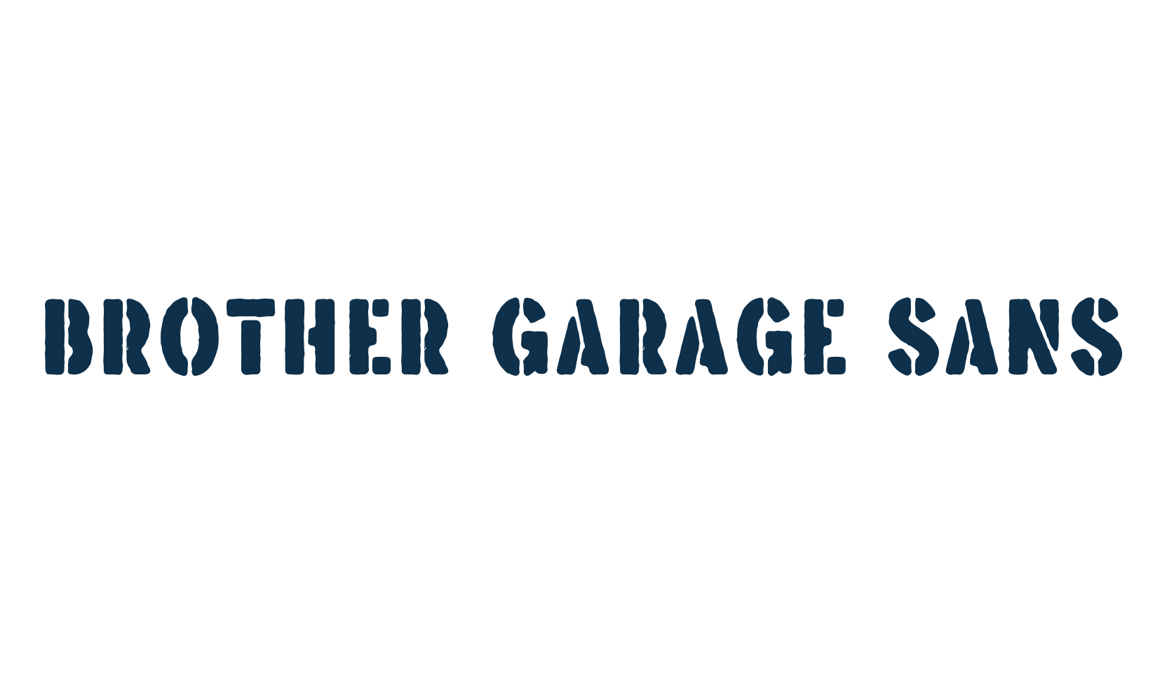 Brother Garage Sans, fancy stencil, army decorative font preview