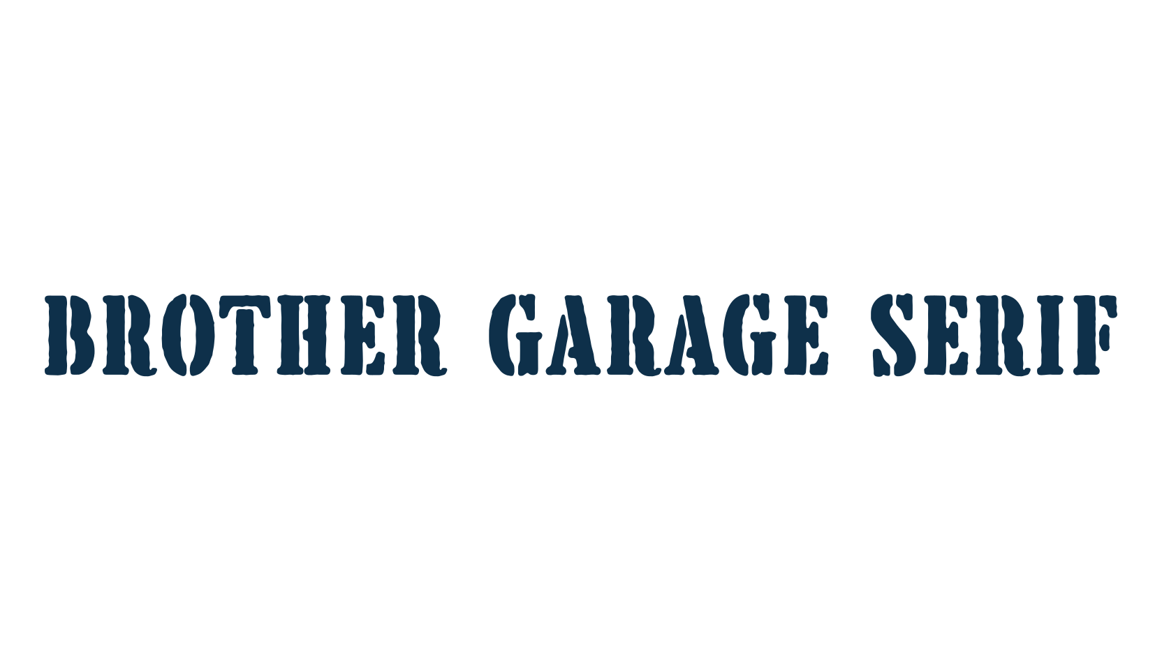 Brother Garage Serif, stencil, army font preview