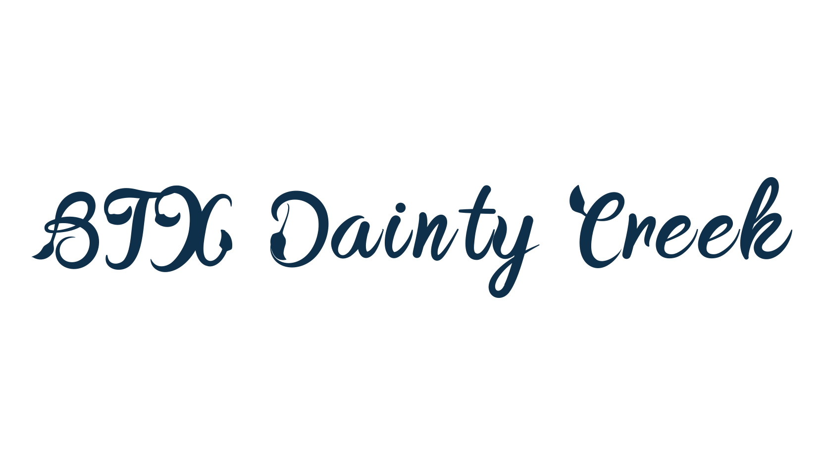 BTX Dainty Creek, fancy decorative font preview
