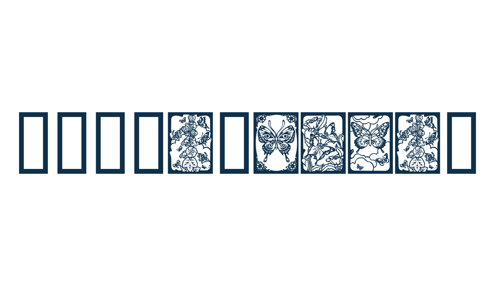 Butterflies (butterflies-lime), fancy decorative font preview