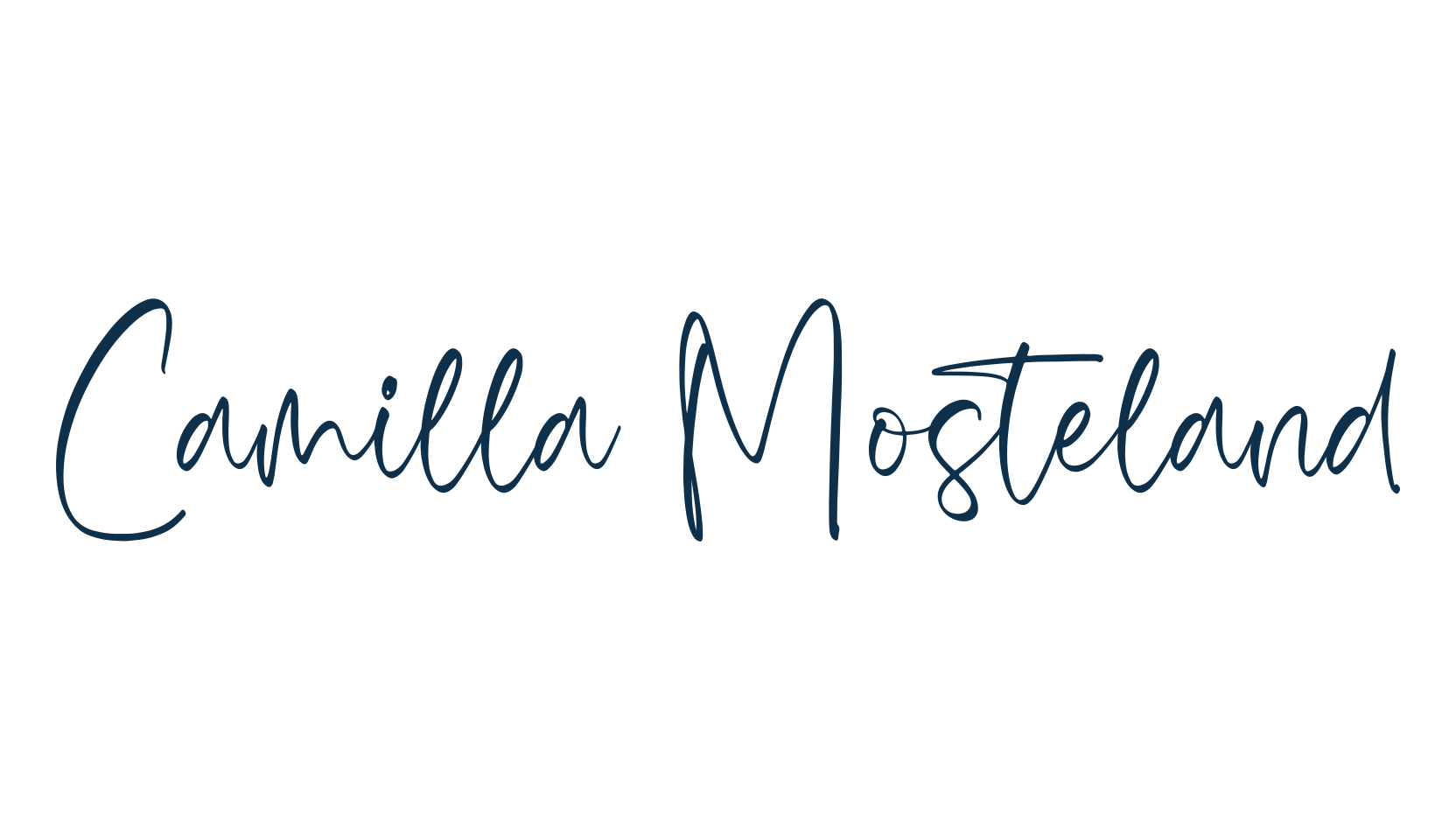 Camilla Mosteland, script handwritten fancy decorative calligraphy font preview