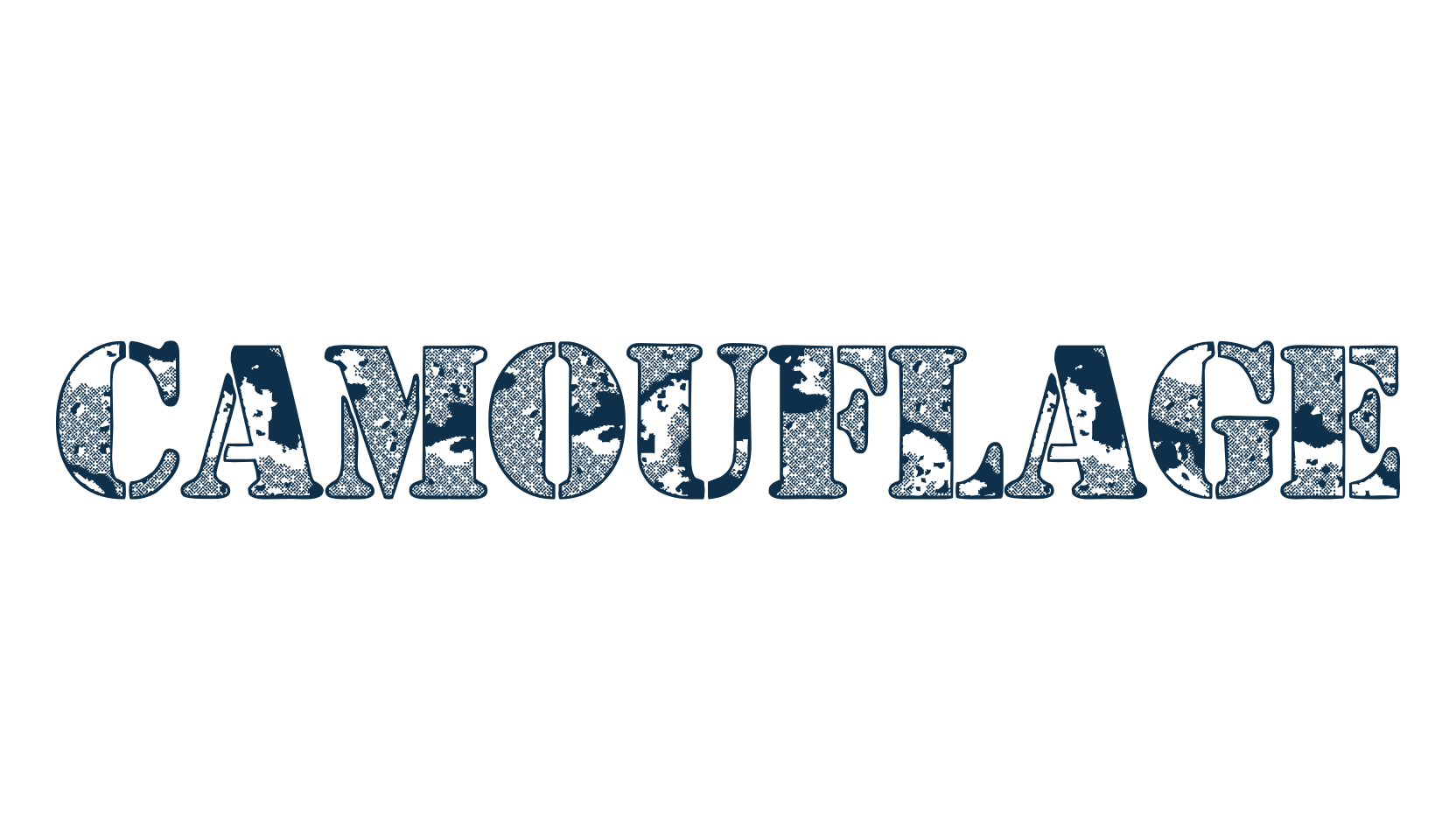 Camouflage, fancy stencil, army decorative font preview