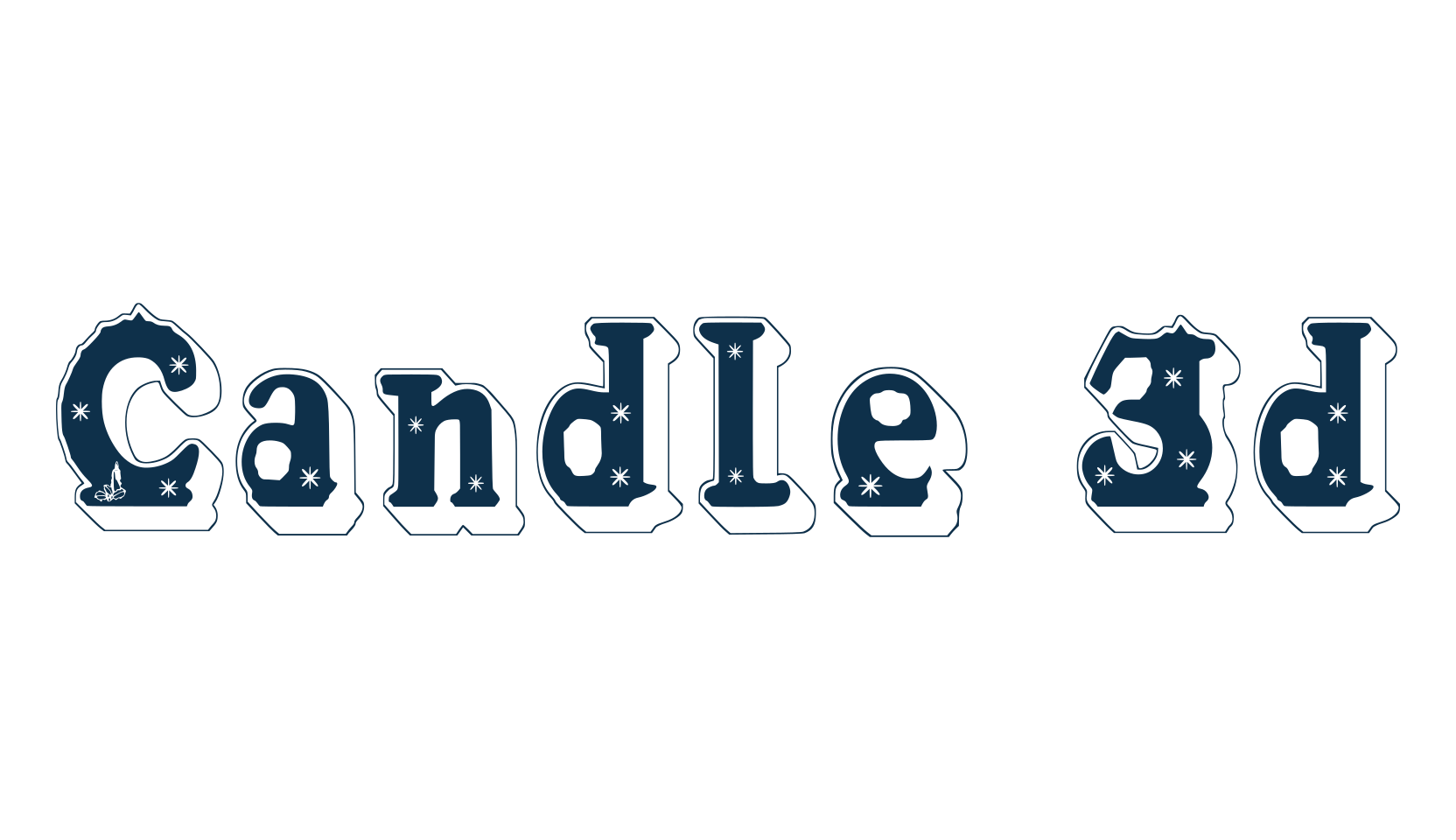 Candle 3d, fancy decorative font preview