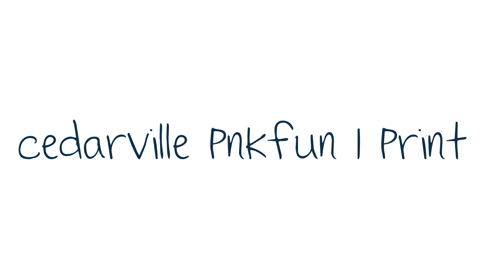 Cedarville Pnkfun 1 Print, script handwritten fancy decorative calligraphy font preview