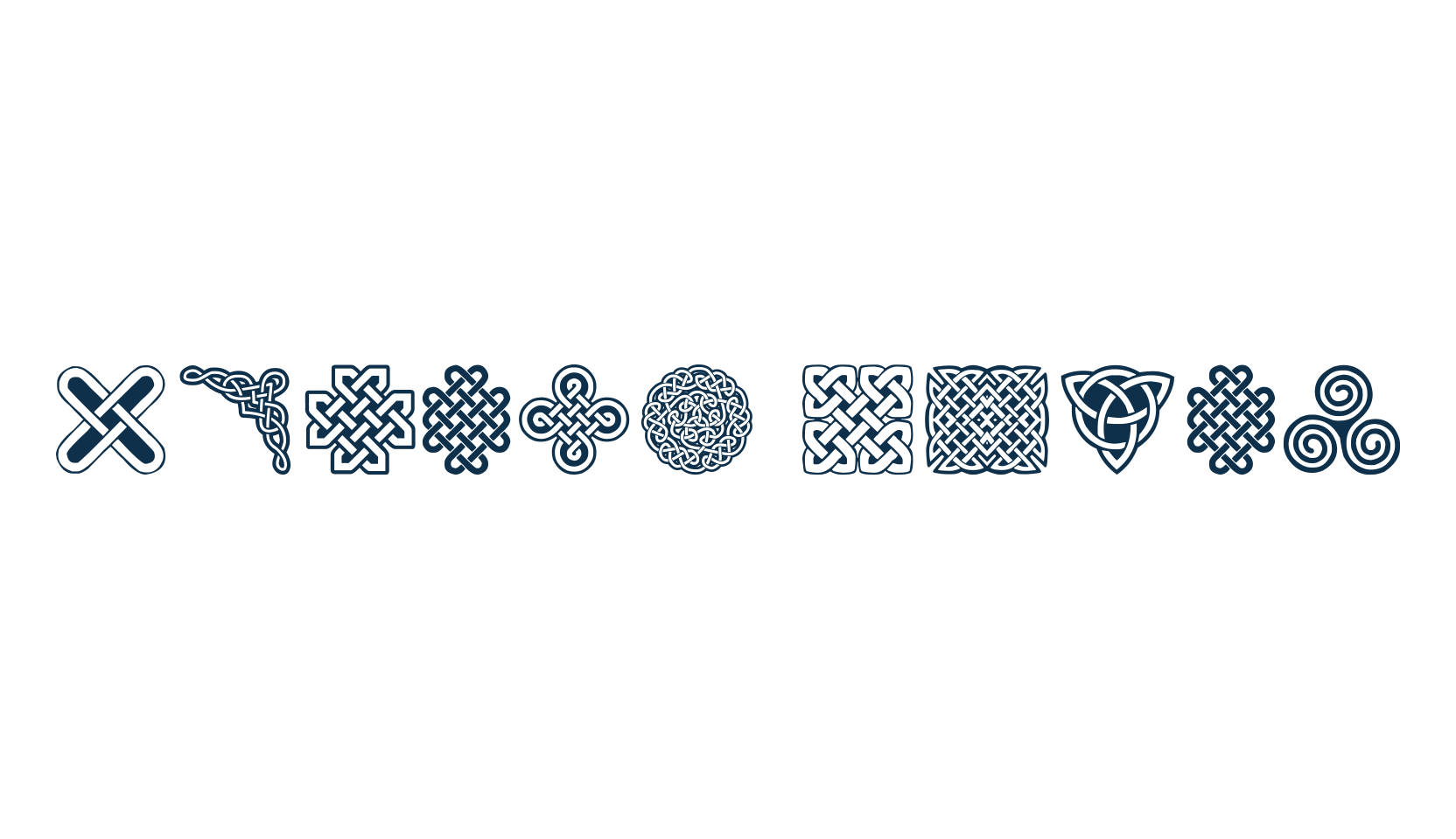 Celtic Knots, fancy decorative font preview