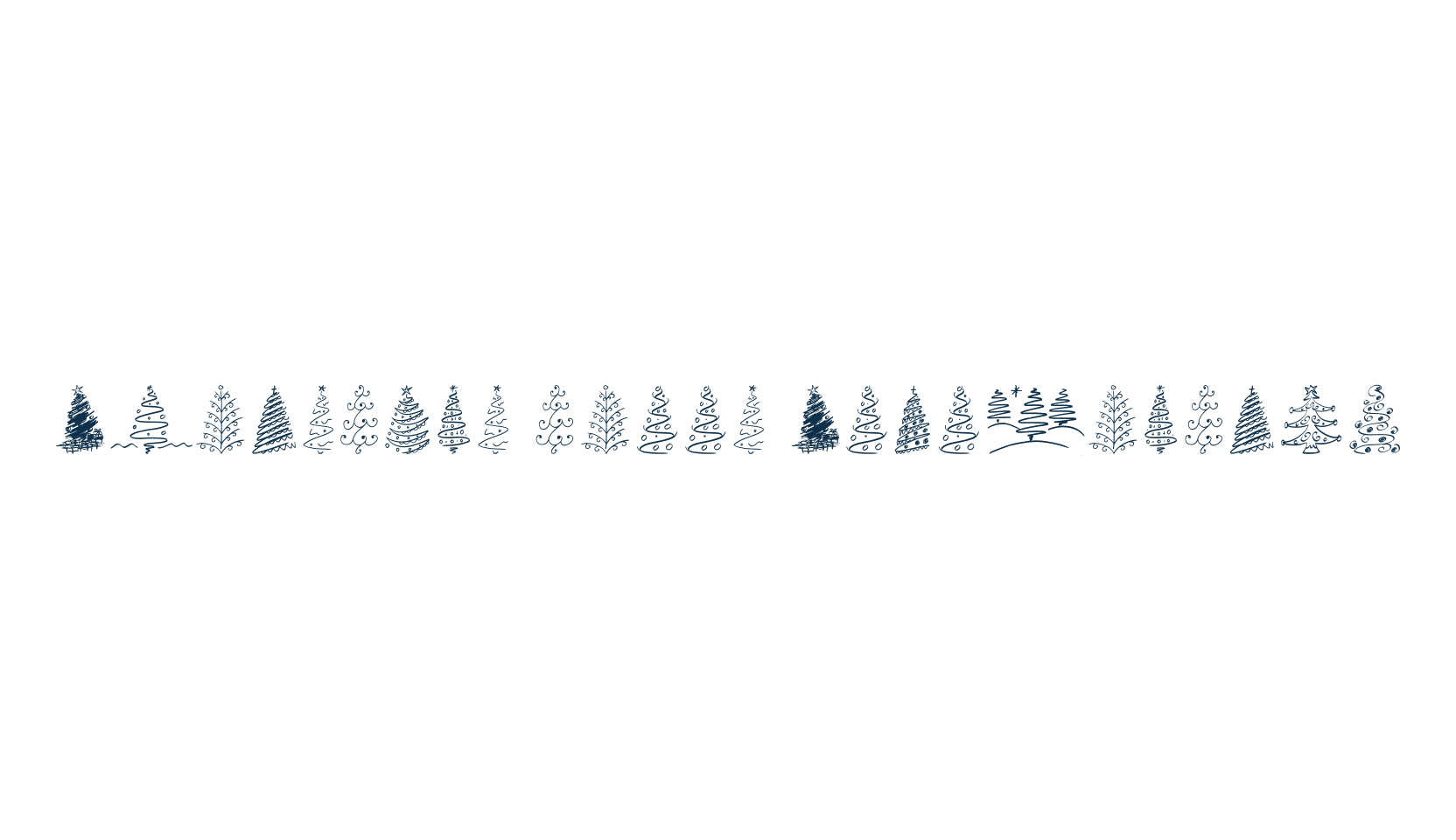 Christmas Trees Celebration, fancy decorative font preview