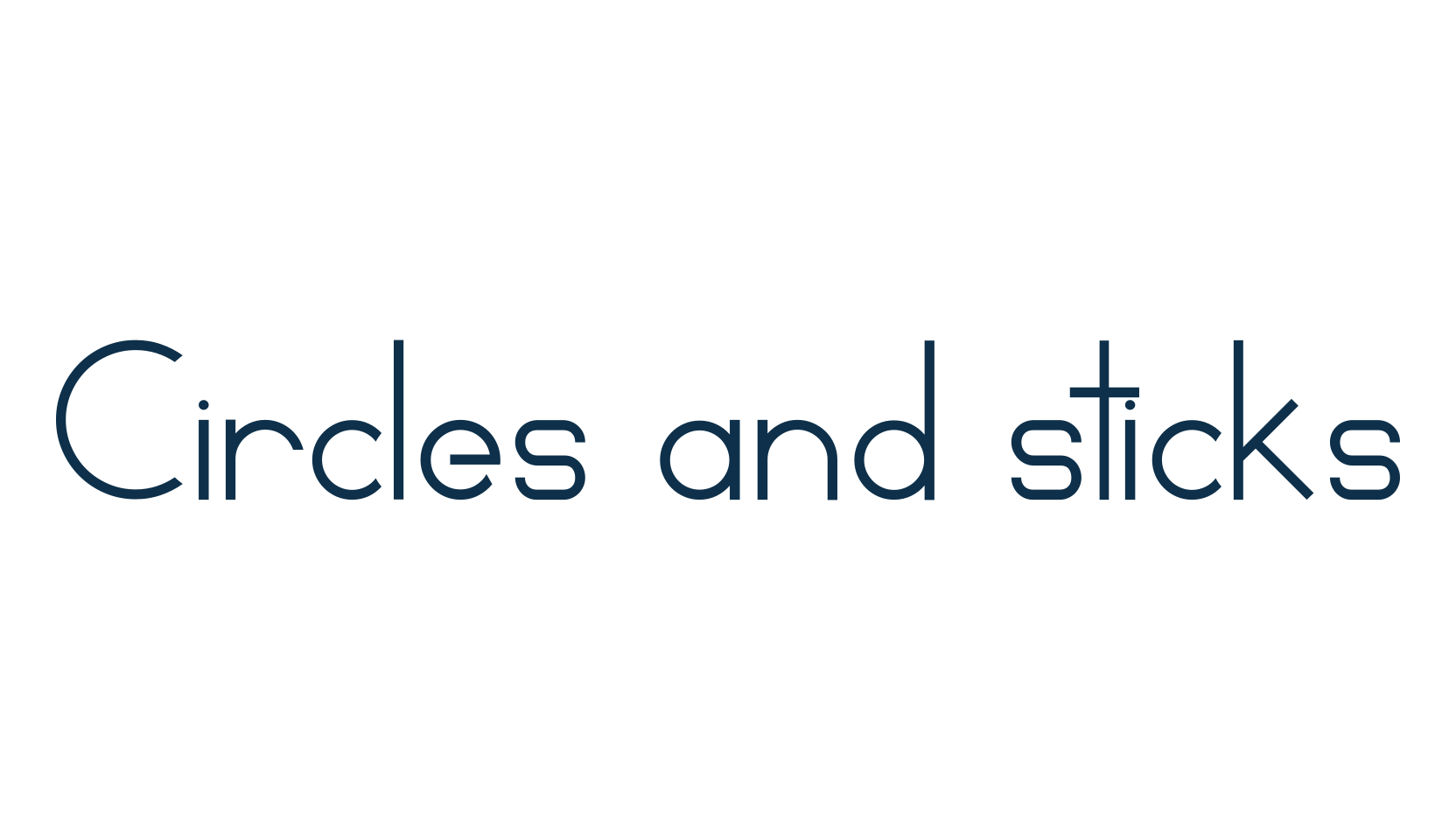 Circles and sticks, basic sans serif font preview