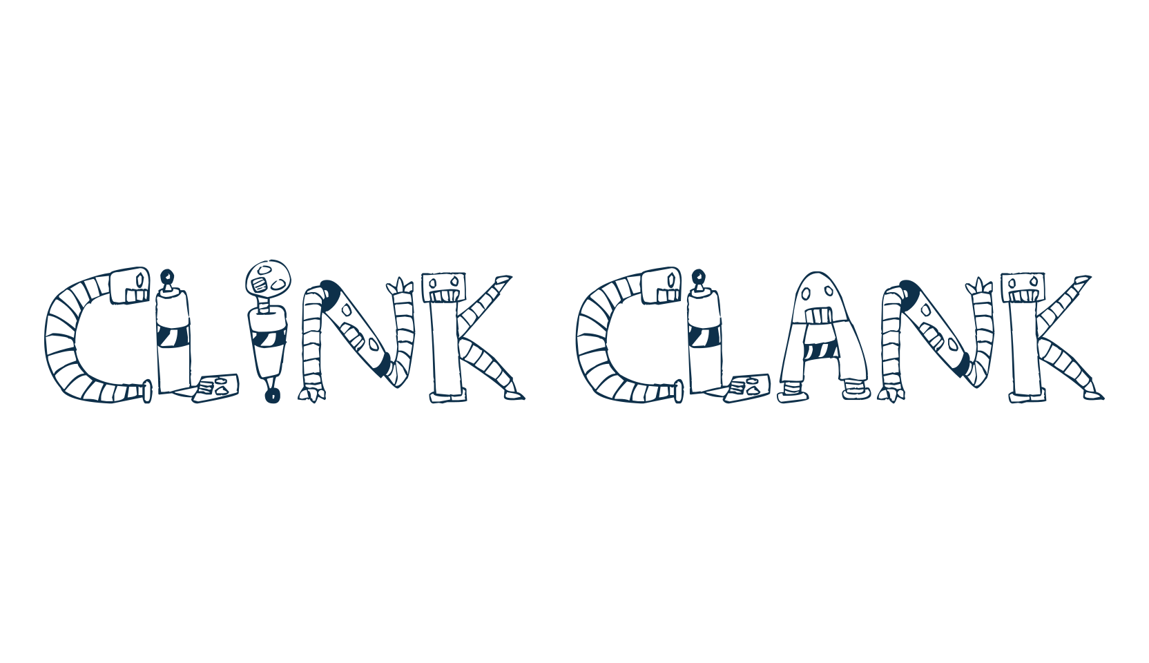 Clink Clank, fancy cartoon decorative font preview