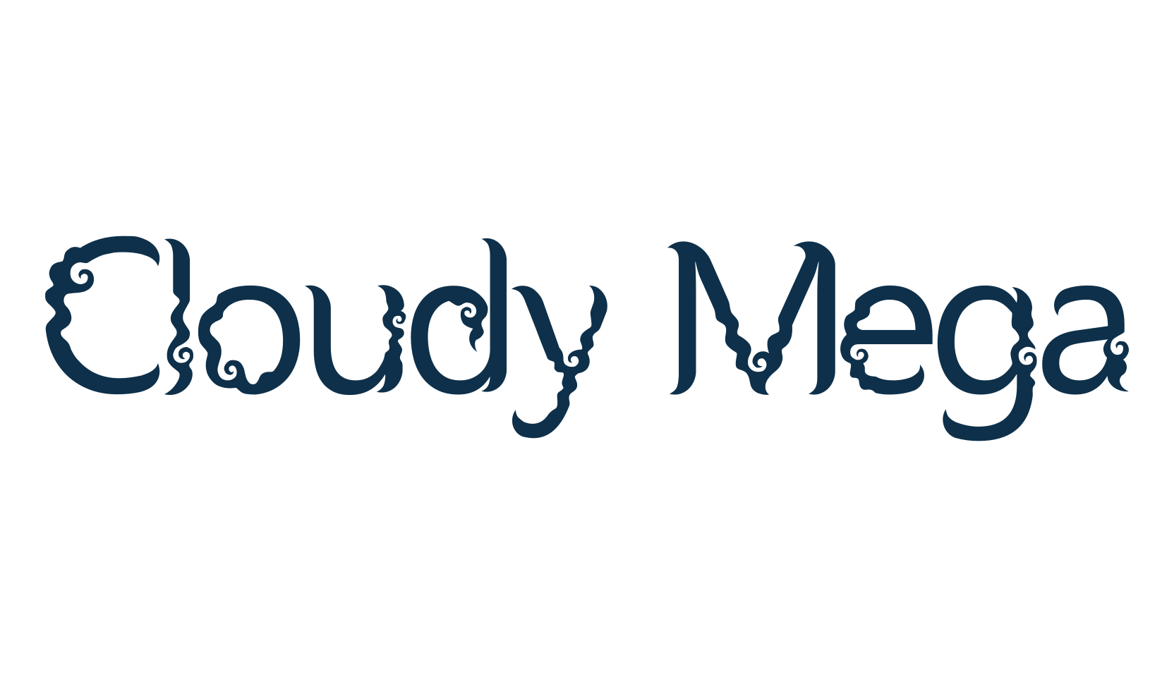 Cloudy Mega, fancy decorative font preview