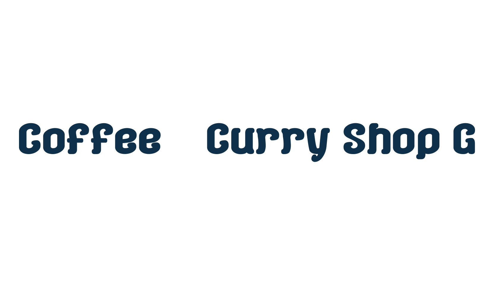 Coffee & Curry Shop G, fancy various decorative font preview