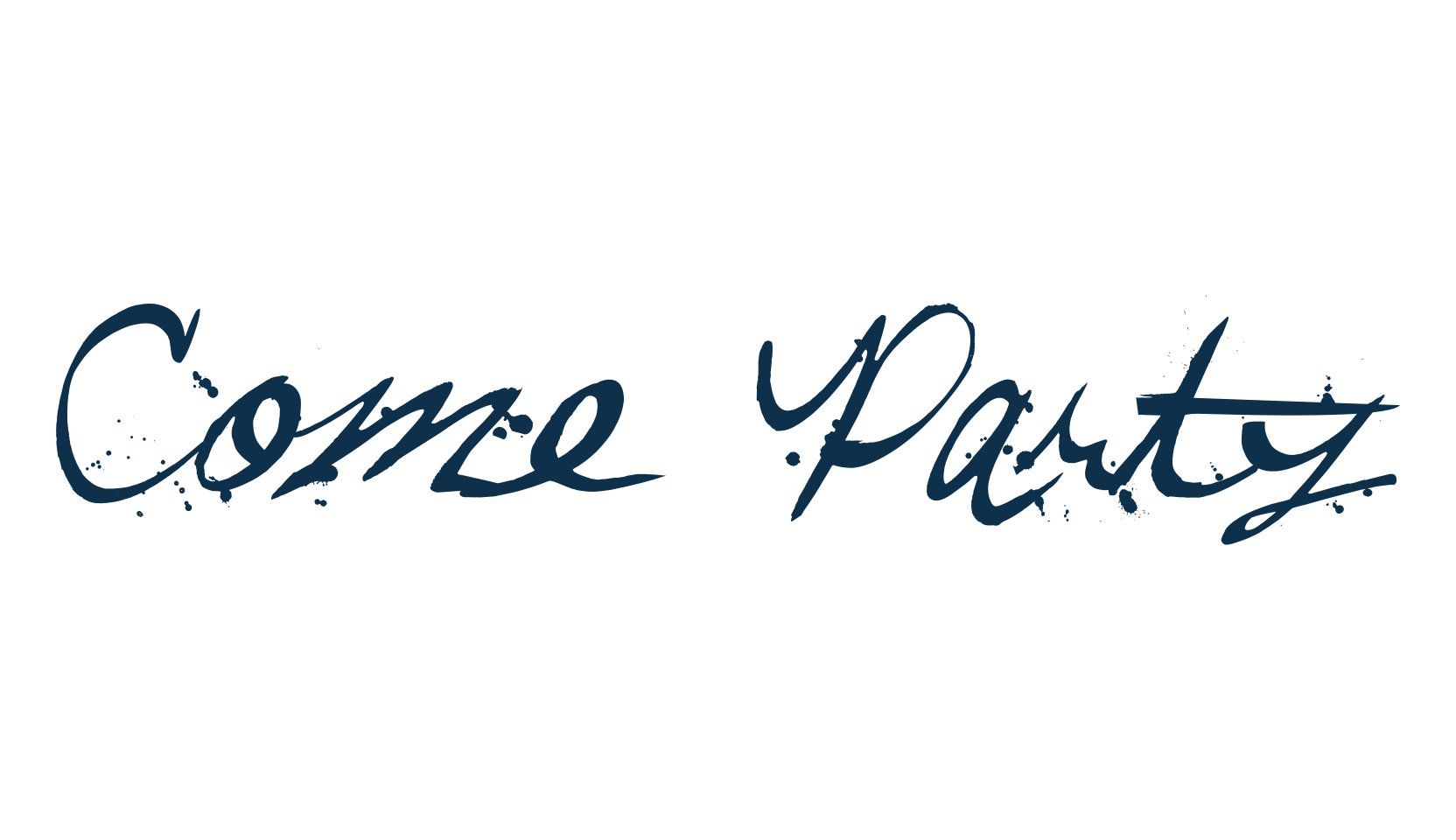 Come Party, script trash fancy decorative calligraphy font preview