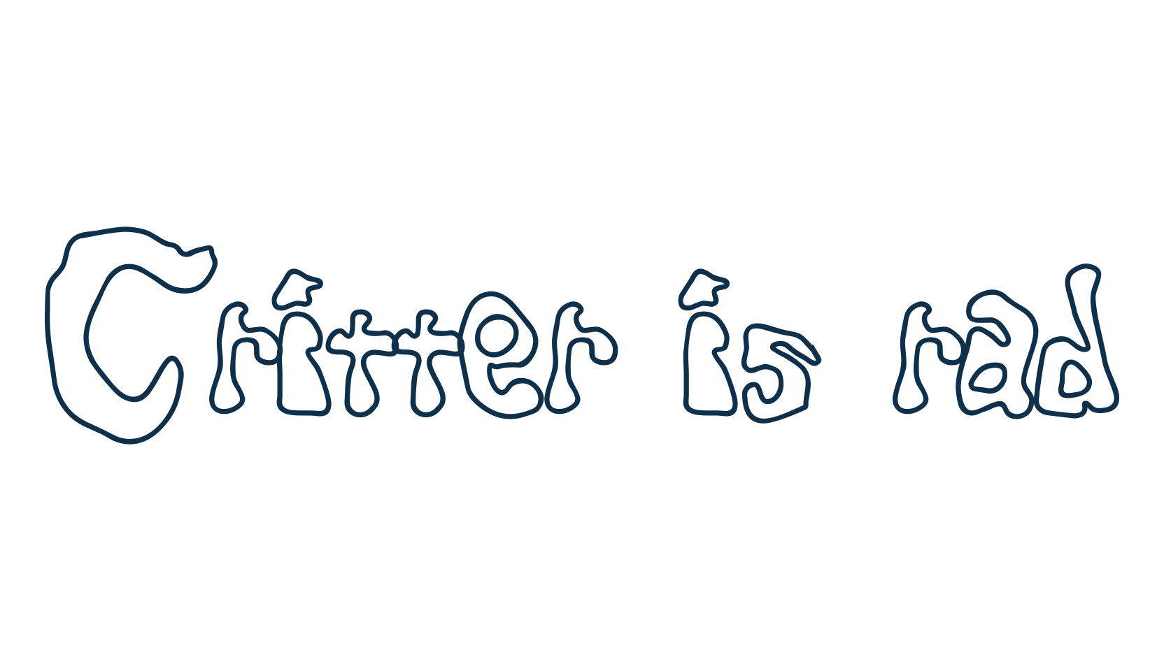 Critter is rad, fancy cartoon decorative font preview