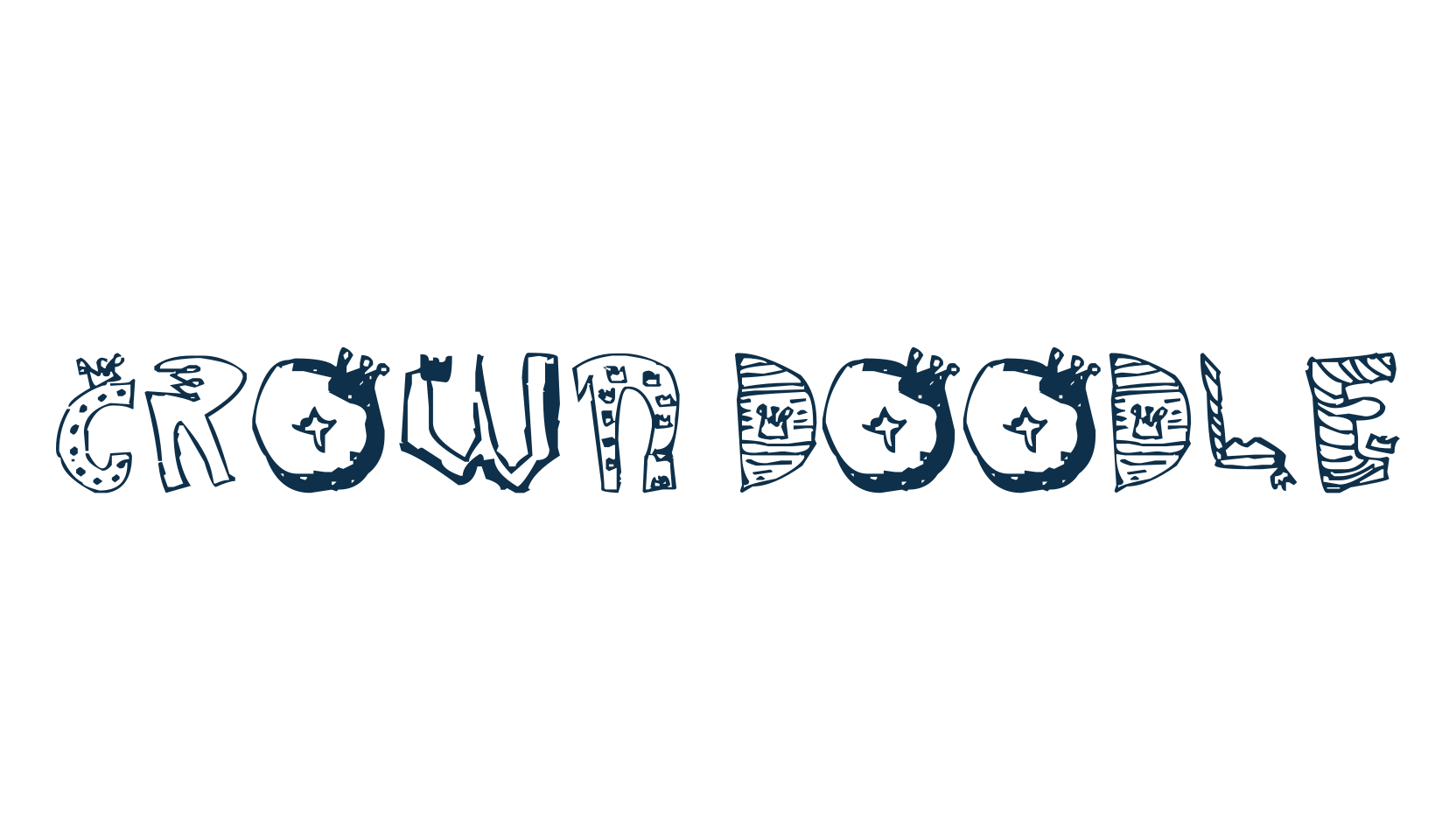 Crown Doodle, fancy cartoon decorative font preview