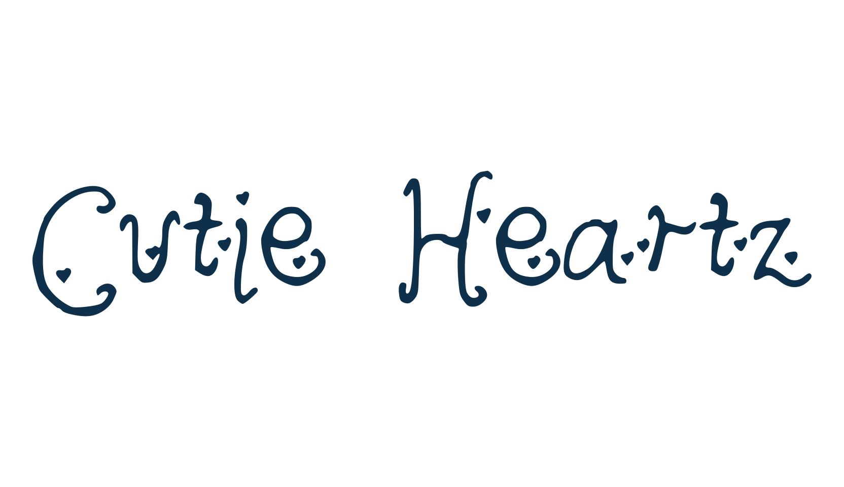 Cutie Heartz, curly font preview